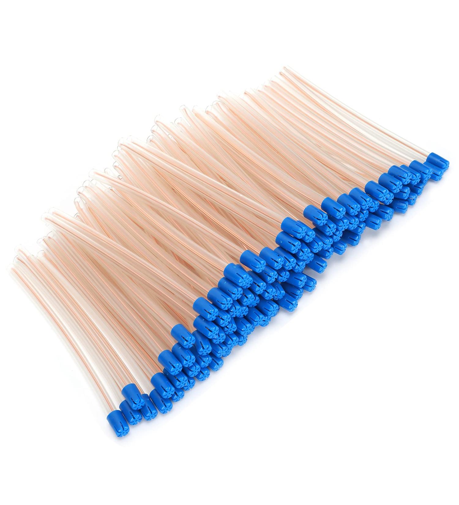 100 One-Way Sparkling Sucker Straws | Latex-Free Suction Tips | Flexible Transparent Hose with Blue Tips | Oral Care Accessories for International Shipping - Buy Online on GoSupps.com