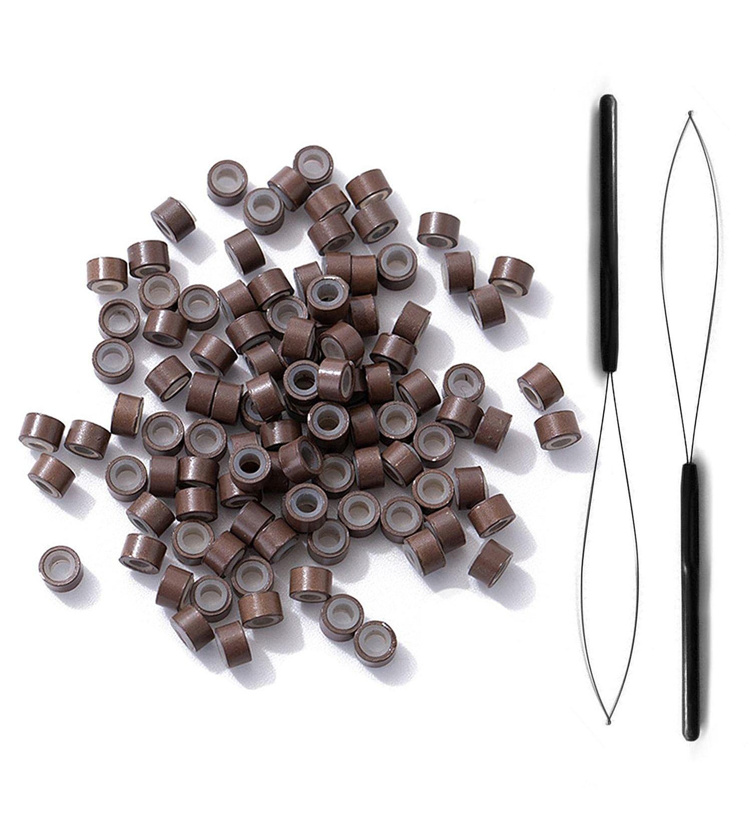 300 Pieces 5mm Silicone Feed Members for Hair Extensions | Glue Real Hair Extensions + 2 Hair Extension Hub Nozzles (Brown) - International Shipping Available - Buy Online on GoSupps.com