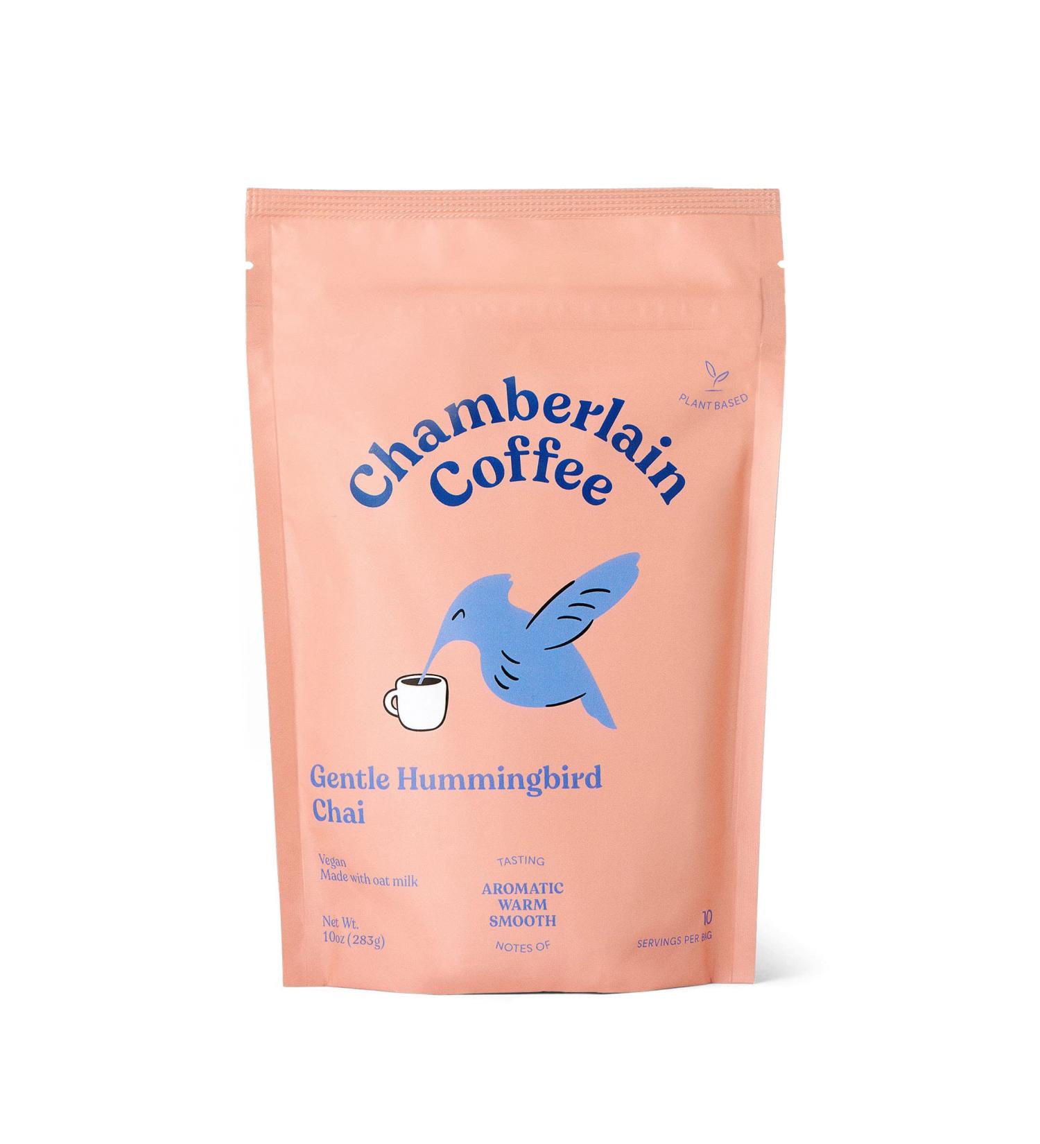 Chamberlain Coffee Gentle Hummingbird Chai Mix - Vegan Chai Latte with Oat Milk & Vanilla - 10oz - Buy Online on GoSupps.com
