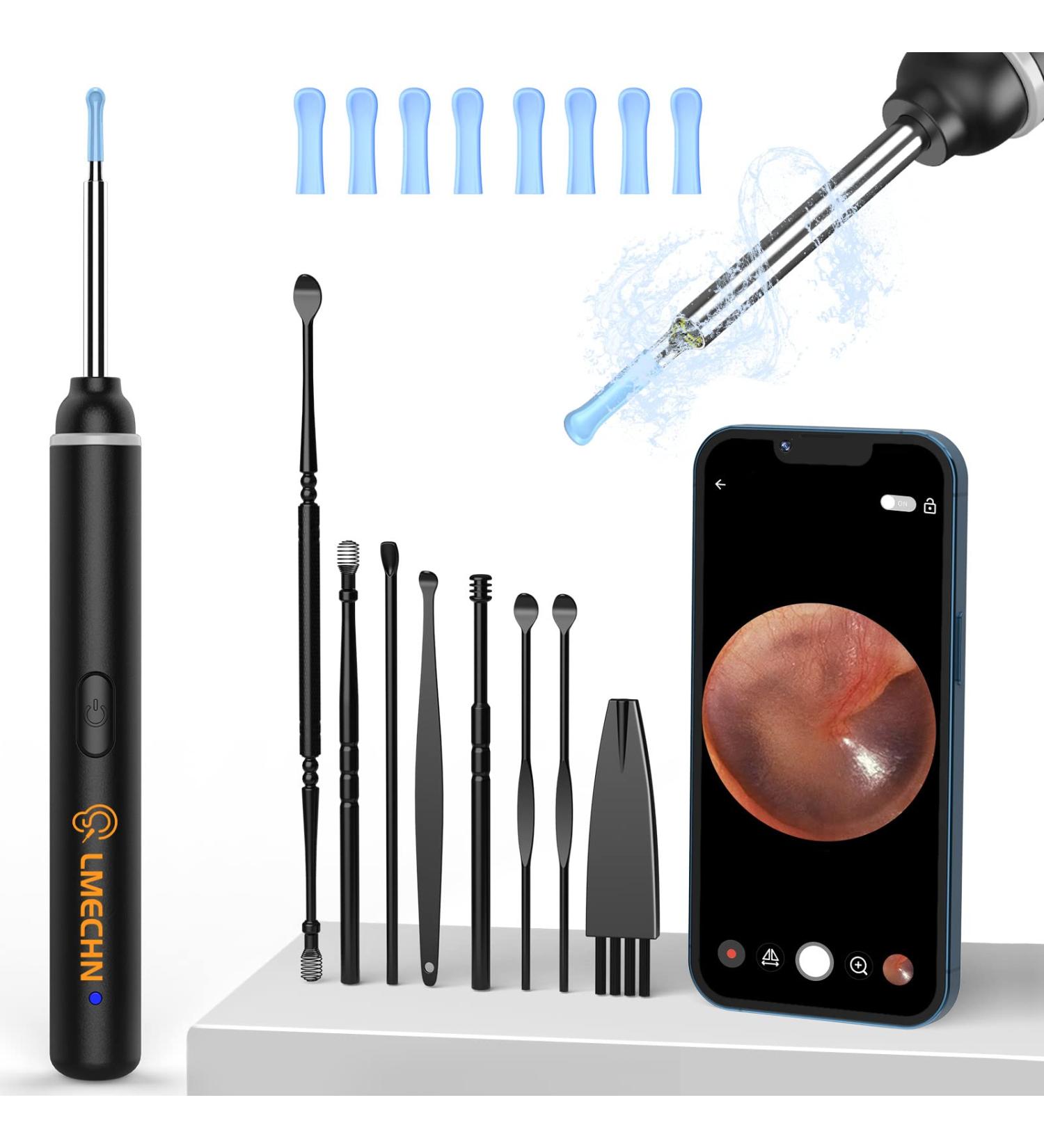 Ear Wax Removal Tool with 1920P HD Camera and 8 Pcs Ear Set - Black - Buy Online on GoSupps.com