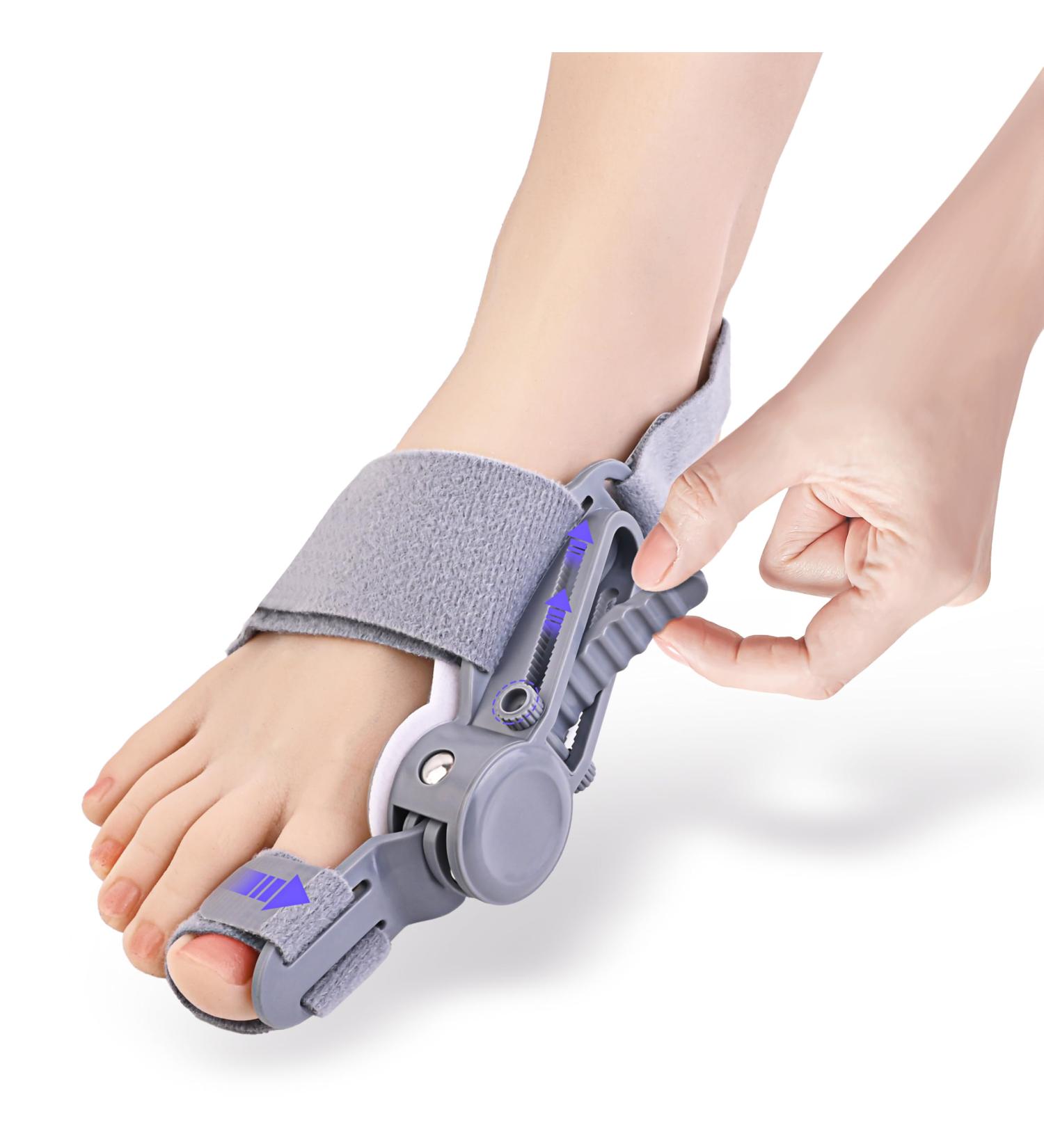 Ergonomic Bunion Corrector for Men & Women | Adjustable Orthopedic Toe Straightener with Comfort Silicone Pad | Effective Big Toe Bunion Relief (Grey - Buy Online on GoSupps.com