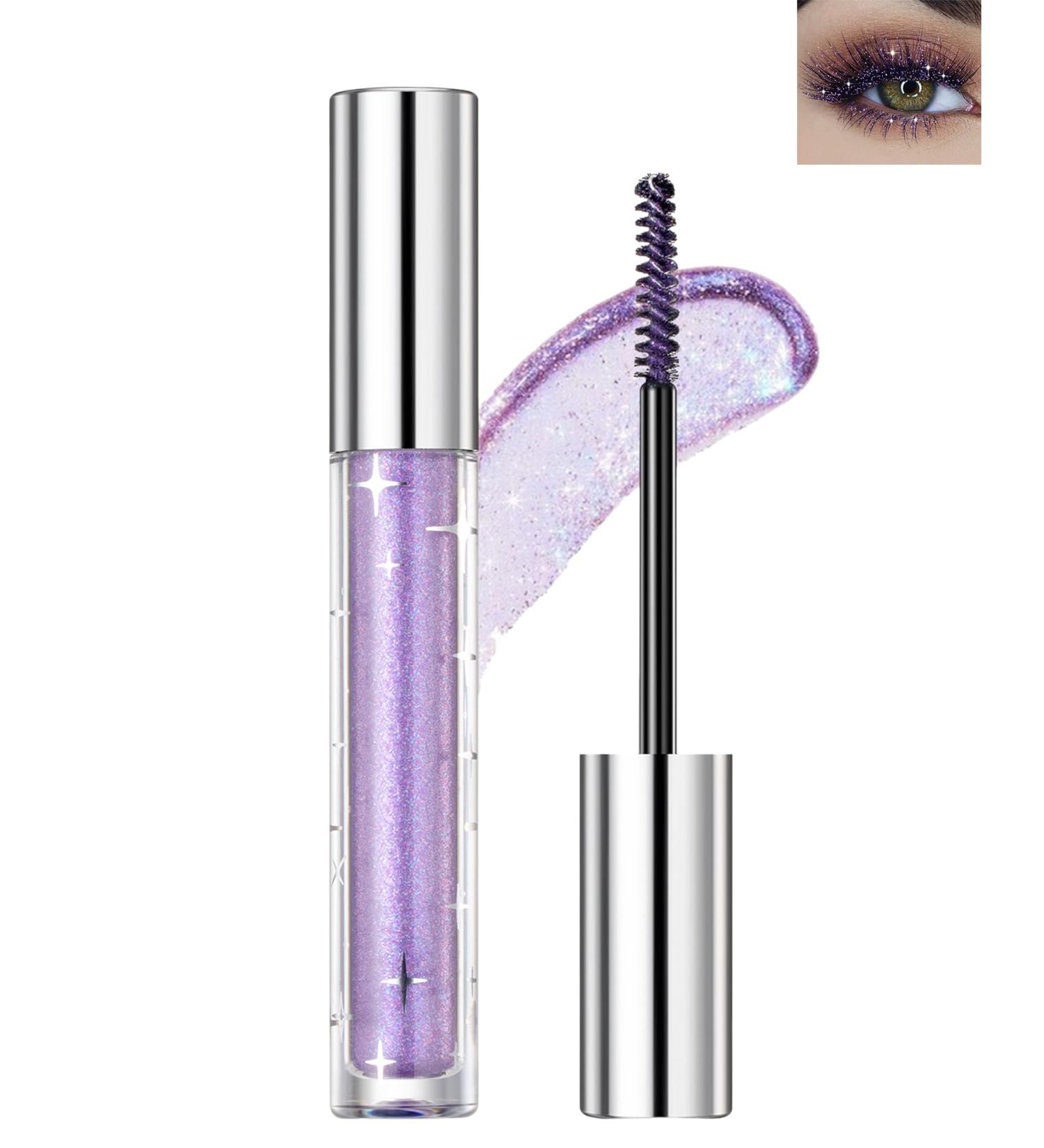 Glitter Mascara for Eyelashes Sparkling Colored Mascara Waterproof Long Lasting Diamond Mascara Smudge-Proof No Clumping Colorful Eyes Makeup for Women Wedding Stage Music Festival (03#Purple) - Buy Online on GoSupps.com