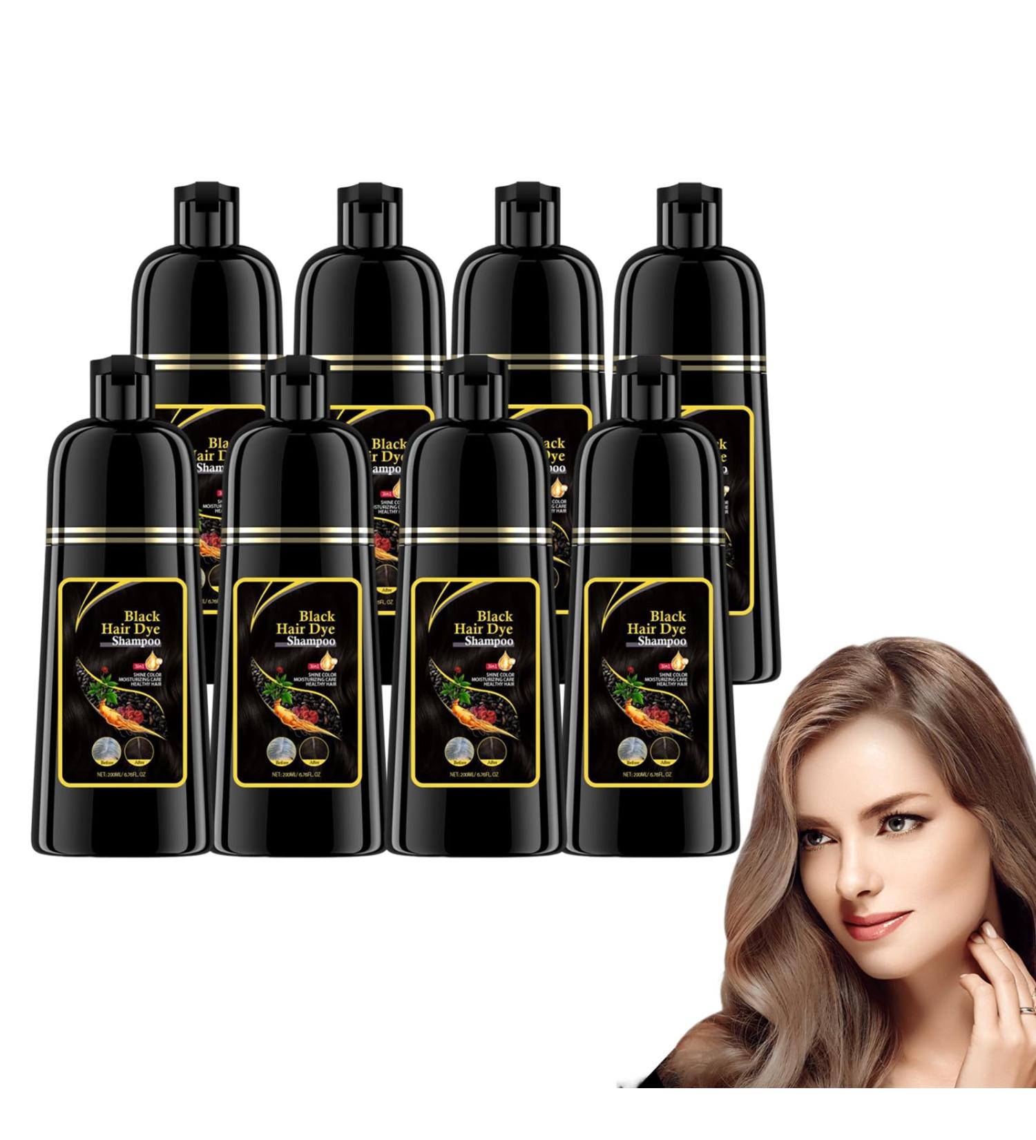 VKaoess 3in1 Shampoo for Black Hair Dye Herbal Shampoo for Black Hair Color Long Lasting Gray Coverage Moisturizing Blend Easy to Apply Instant Color with Herbal Ingredients 8 Bottles - Buy Online on GoSupps.com