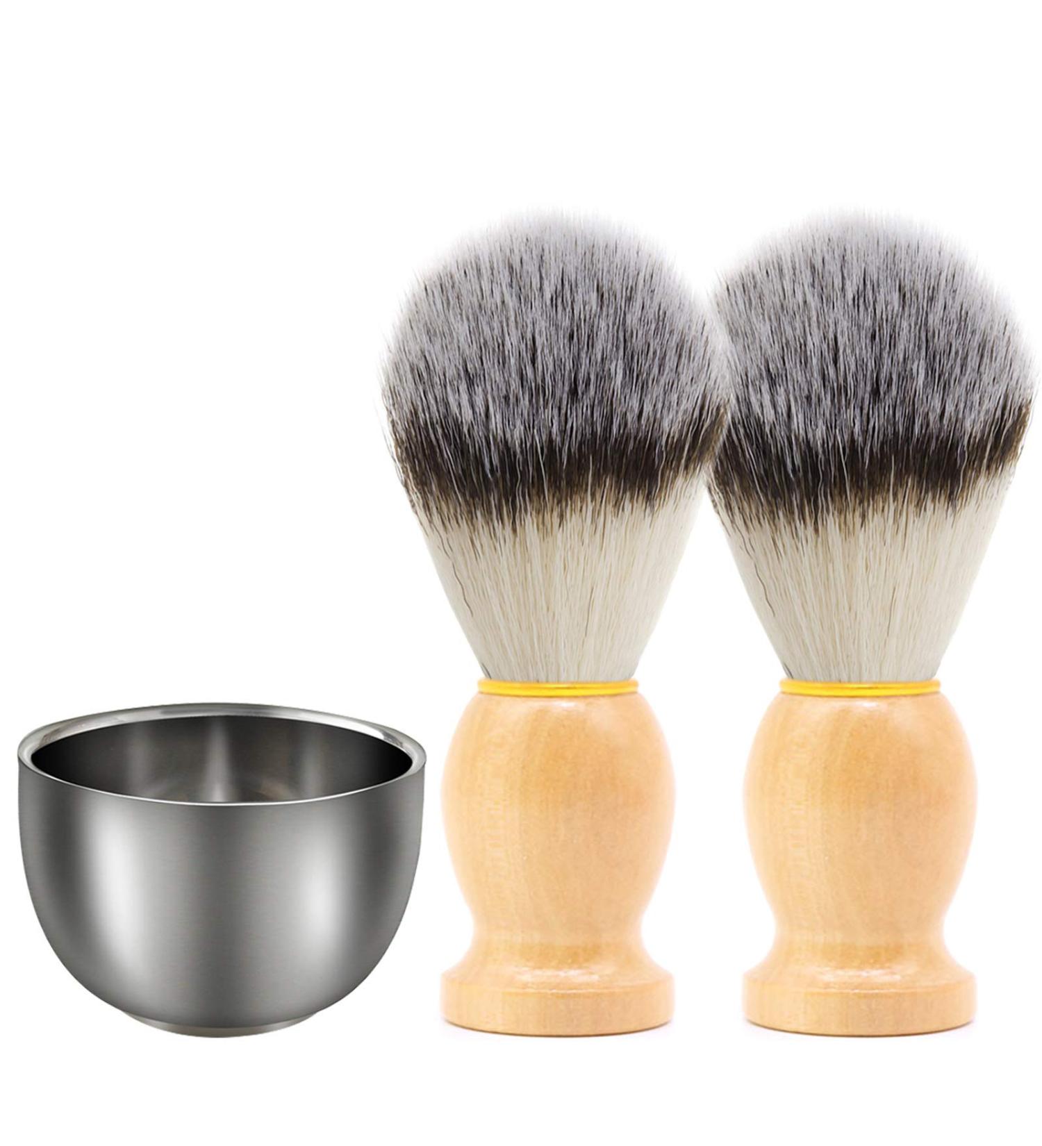 Sourcetone Shaving Brush & Soap Set | Professional 3-Part Shaving Kit with Wooden Handle & Stainless Steel Cup for Salons | International Shipping Available - Buy Online on GoSupps.com