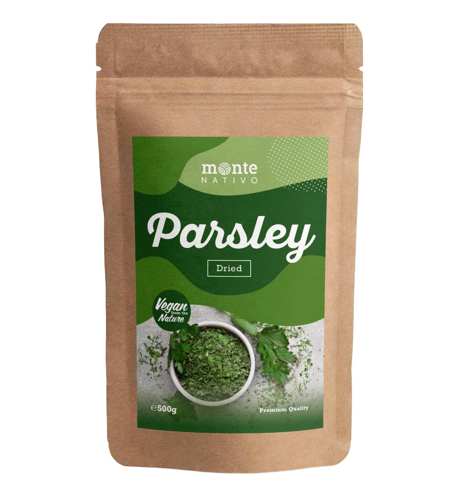 Parsley dried Monte Nativo (500g) - Dried Parsley for Soups Stews and Garnishes - Premium dried Herbs - Parsley Tea - Buy Online on GoSupps.com