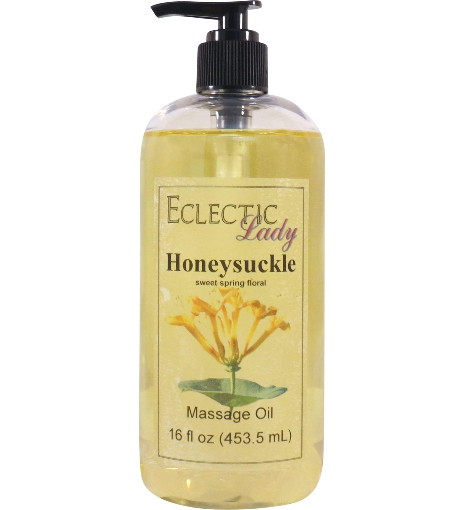 Honeysuckle Massage Oil 16 oz With Sweet Almond Oil and Jojoba Oil Preservative Free Perfect for Aromatherapy and Relaxation 16 Ounce - Buy Online on GoSupps.com
