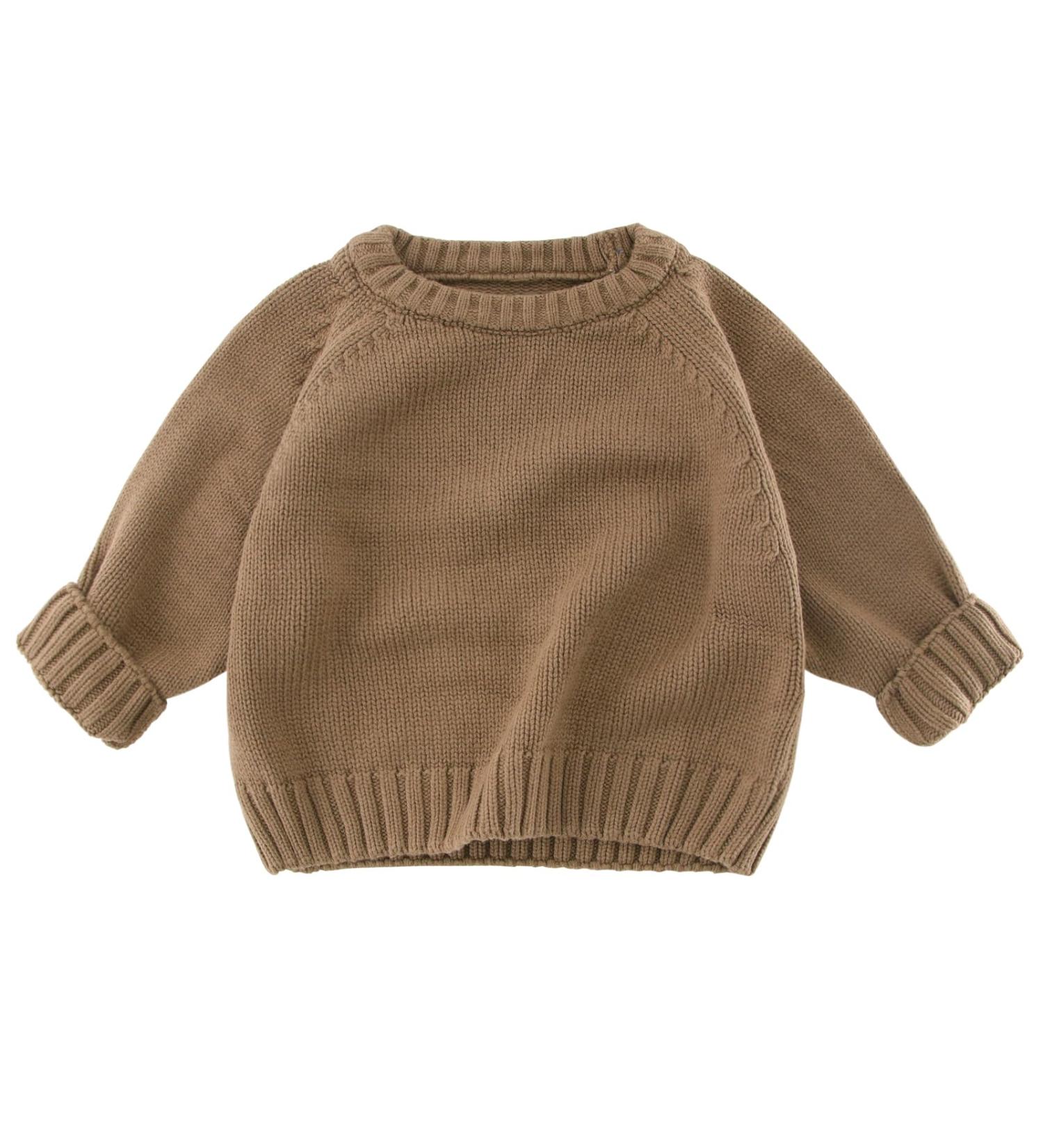KISLOVE Kids Knitted Jumper - Chunky Ribbed Sweater for Boys & Girls | Long Sleeve Knitwear Top for Toddlers | Soft Unisex Baby Clothes for Autumn Outwear - Size 130 Coffee - Buy Online on GoSupps.com