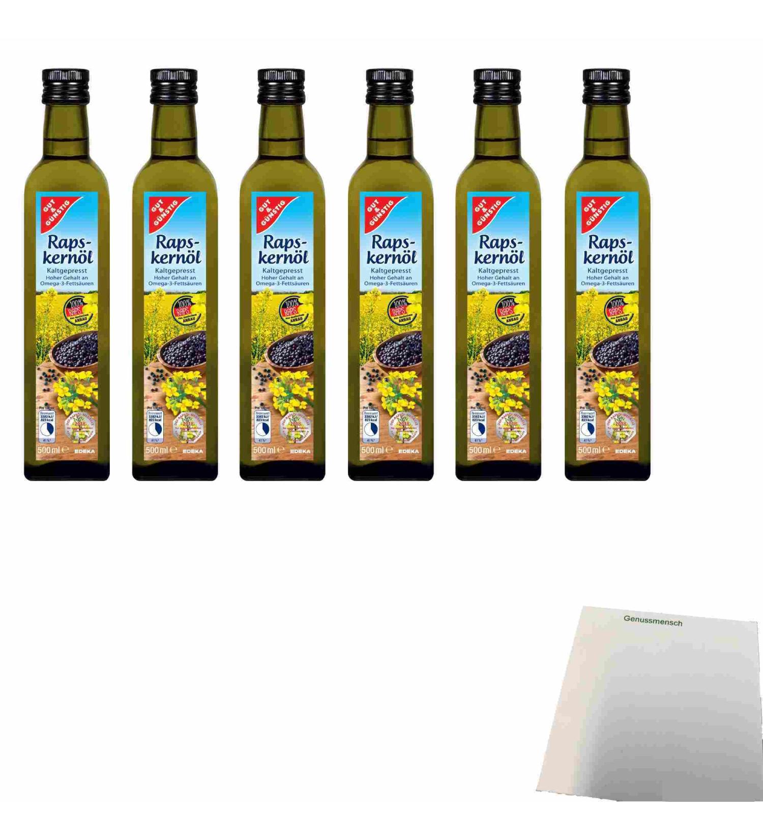 Good & Cheap Native Rapeseed Oil Cold Pressed Pack of 6 (6x500 ml Bottle) + usy Block