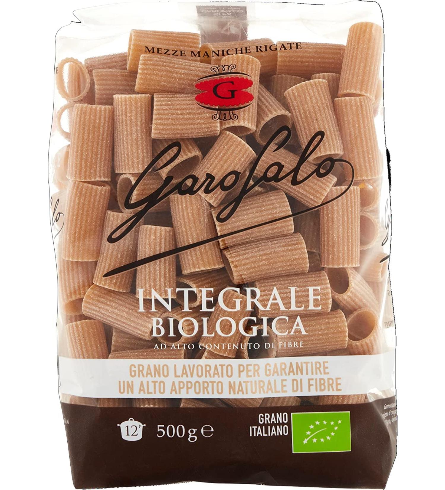  Italian Gourmet E.R. Garofalo Wholemeal Pasta Mezze maniche rigate Pack of 10 organic products 500g + Gourmet Italian Polpa 400g - Buy Online on GoSupps.com