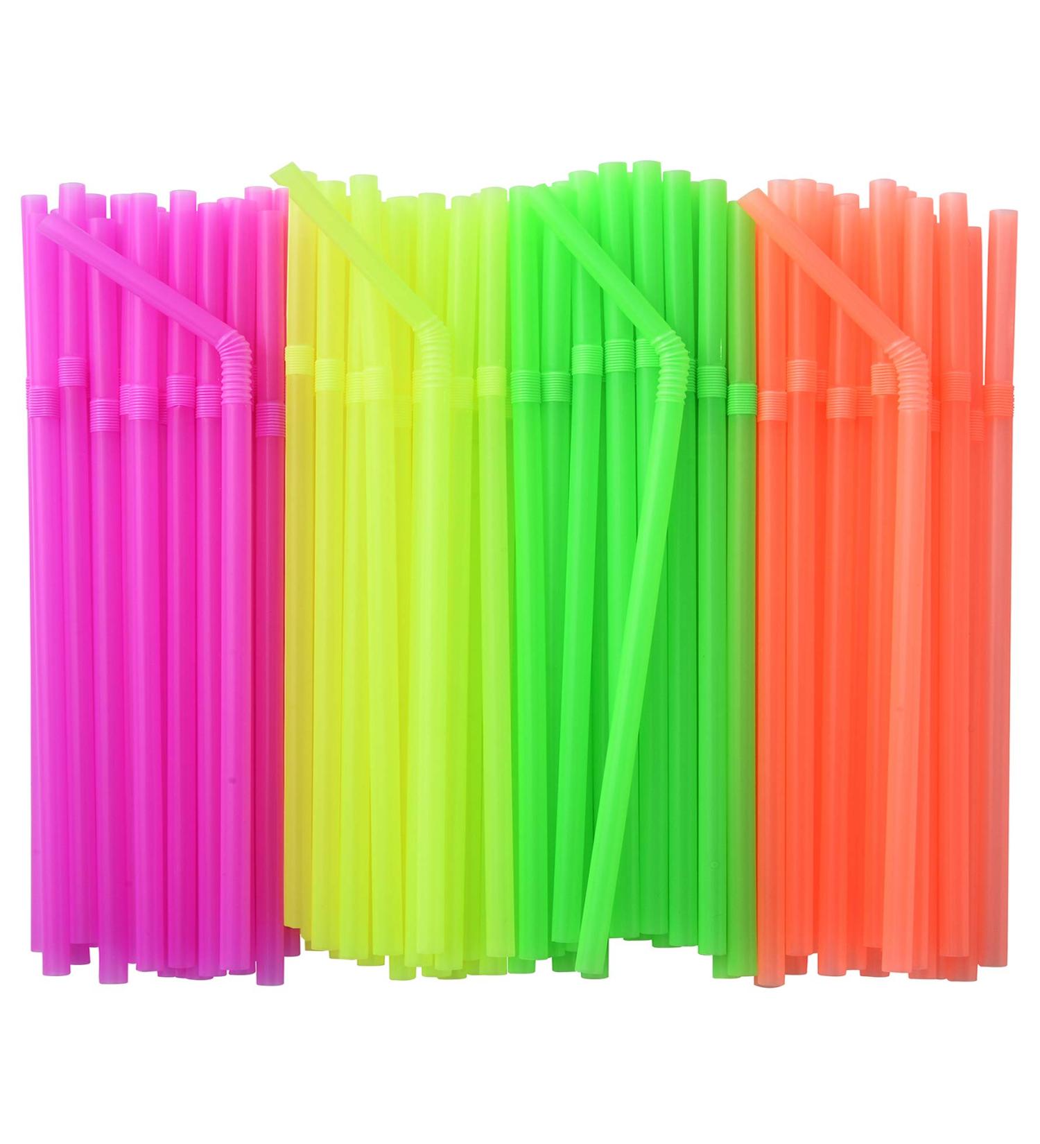 500-Pack Neon Colored Flexible Drinking Straws - 7.75 Plastic Bendy Straws - Disposable - ALINK - Buy Online on GoSupps.com