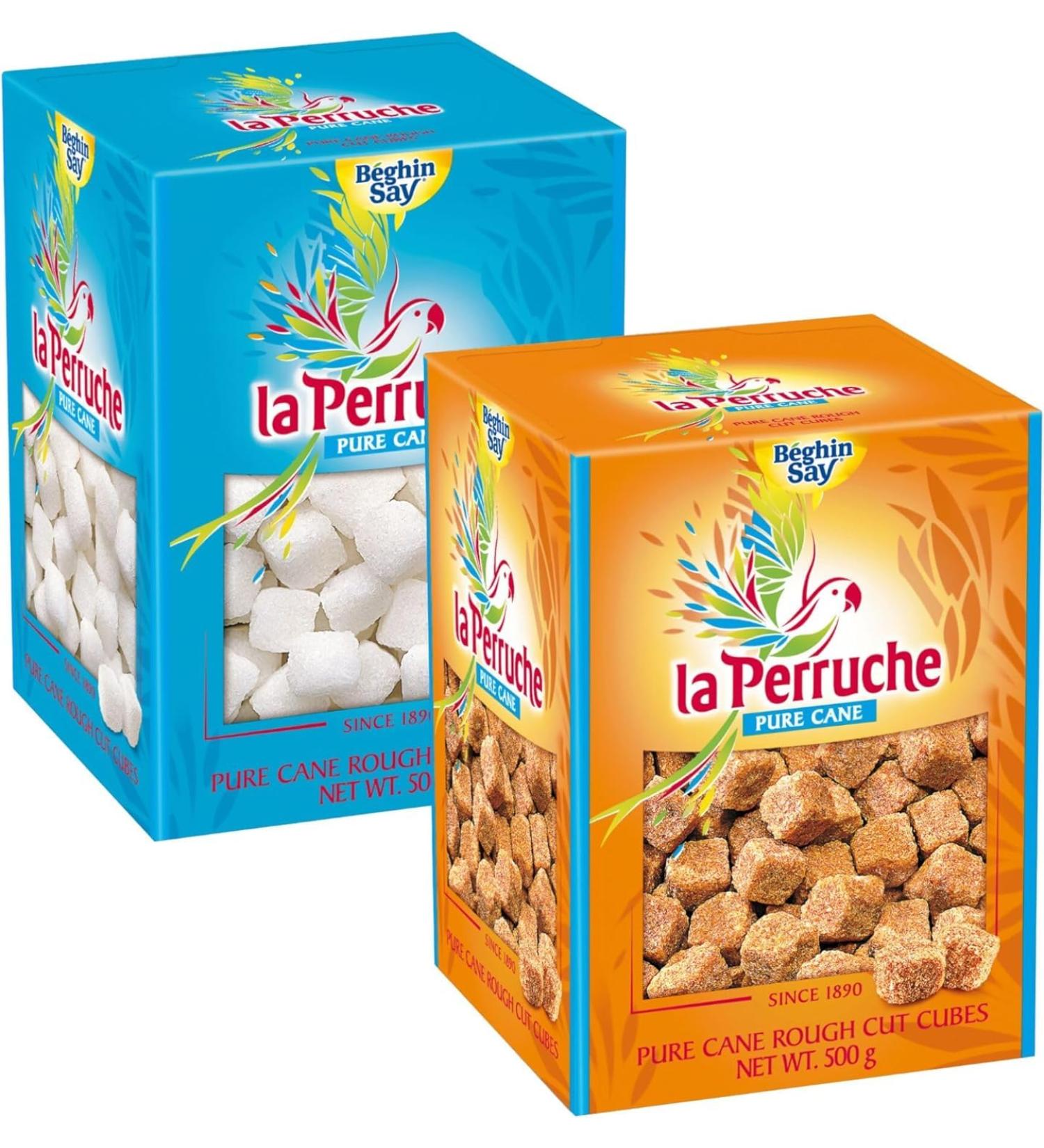 La Perruche White and Brown Natural Cane Sugar Cubes 500g each (Pack of 2)
