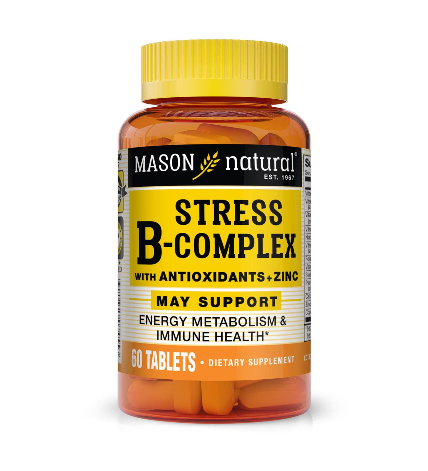 MASON NATURAL Stress B Complex with Antioxidants + Zinc 2 Month Supply Dual Action Formula Supports Immune Health 1 Pack - Buy Online on GoSupps.com