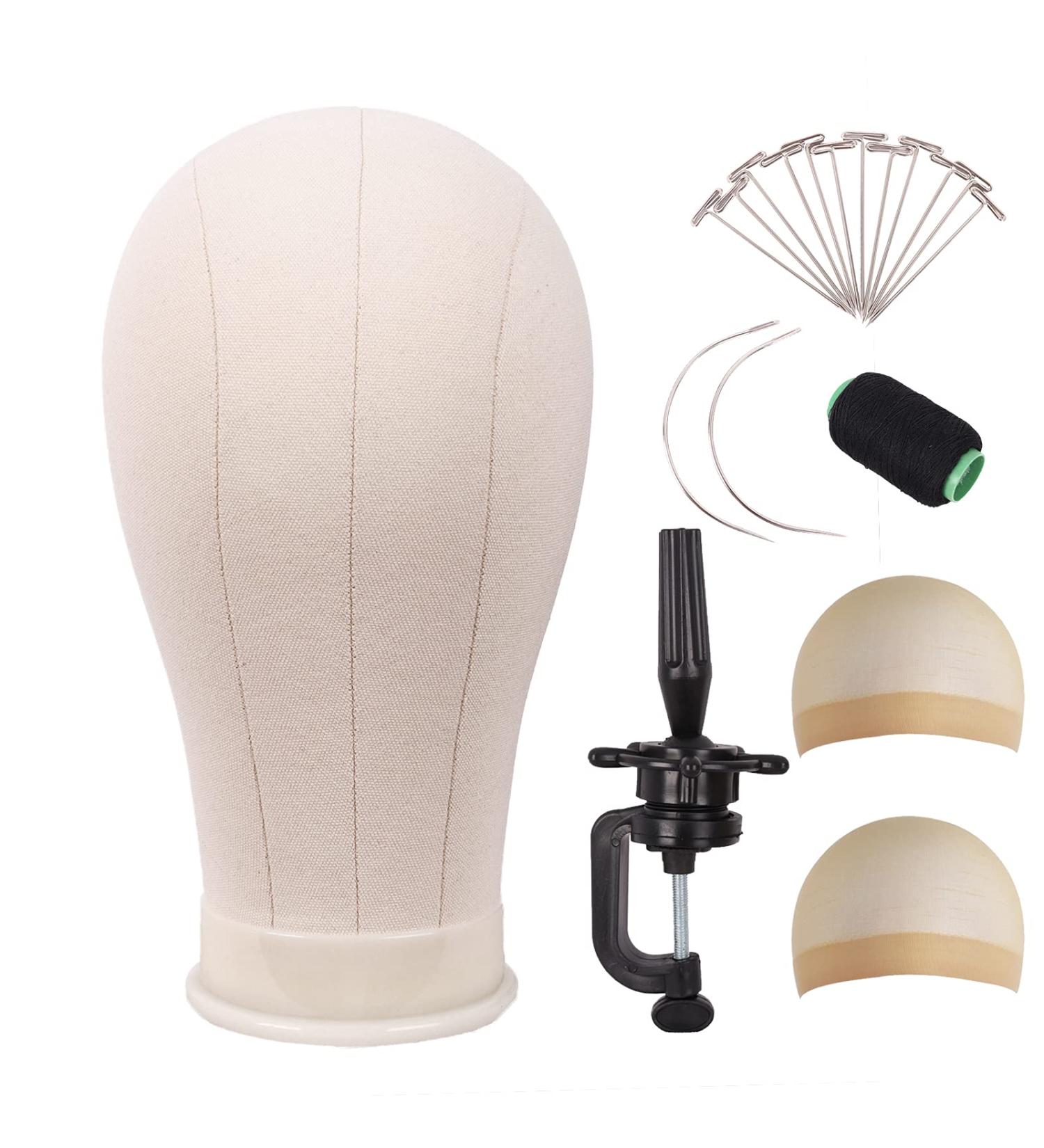 MapofBeauty 22 Inch Canvas Block Head Wig Stand for Wig Making & Styling (Beige) - Buy Online on GoSupps.com