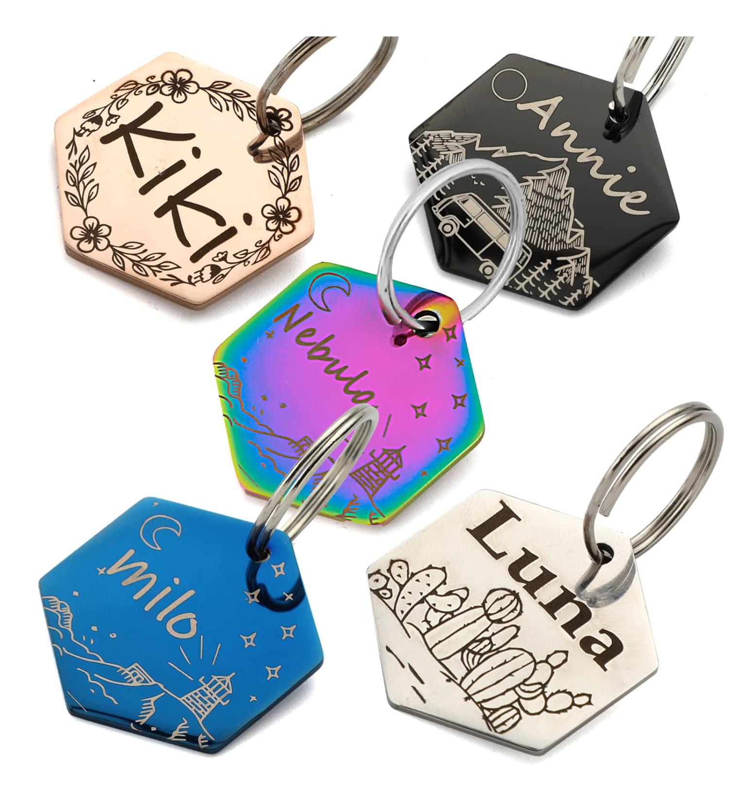 Sturdy Stainless Steel Engraved Dog Tags for Pets - Personalized Pet ID Name Tag for Cats & Dogs - Double Sided Deep Engraving - Small & Cute Cat Tag - Buy Online on GoSupps.com