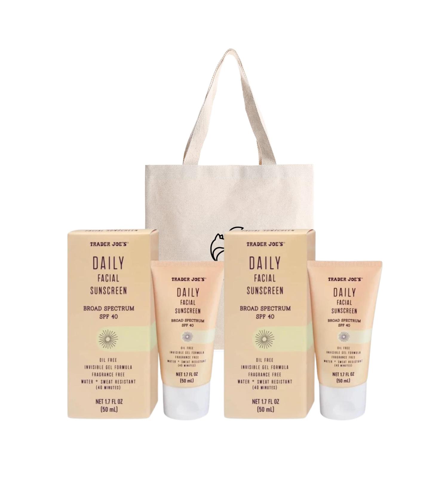 Trader Joe's SPF 40 Daily Facial Sunscreen Gel Bundle (Pack of 2) - Fragrance-Free & Water/Sweat Resistant - 1.70 Fl Oz - FOXTAIL COLLECTIVE - Buy Online on GoSupps.com