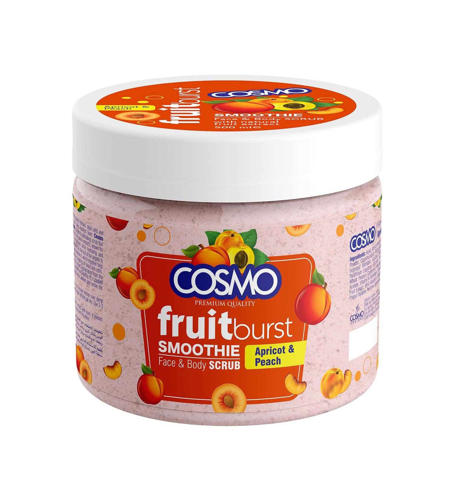 Cosmo Skin Care Premium Apricot & Peach Face & Body Scrub 500ml/16.9fl.oz, Smoothie, Rejuvenate Your Skin, Youthful Glow, Facial Scrub, Face & Body Wash, All Skin Types, For Men & Women - Buy Online on GoSupps.com