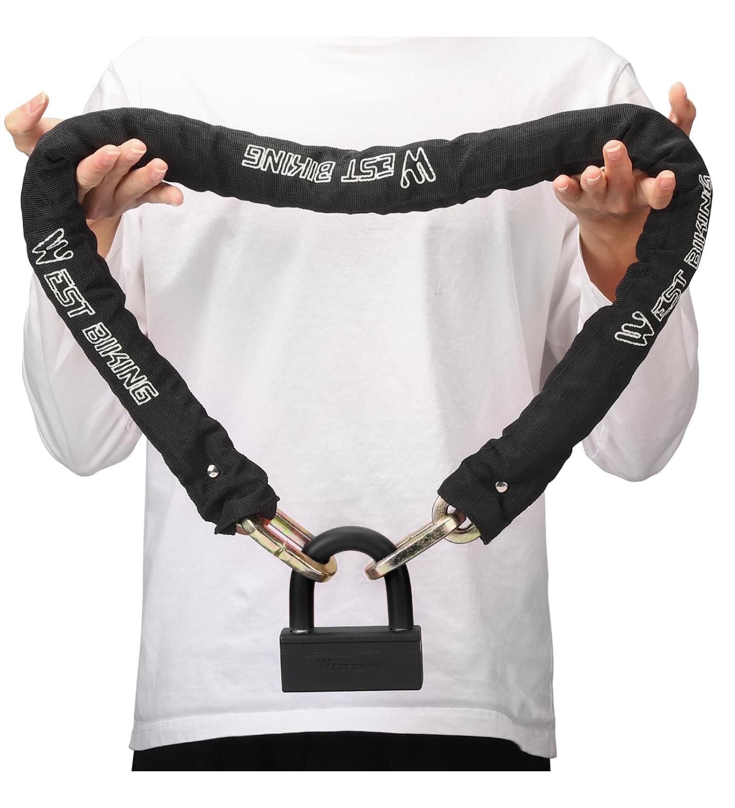 Chimona 12m Heavy-Duty Bike Chain Lock | High-Security Anti-Theft Motorcycle Lock | Durable 12mm E-Bike Lock in Black - Buy Online on GoSupps.com