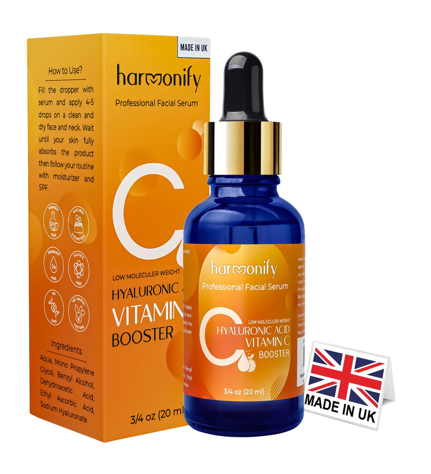 Buy Hyaluronic Acid Serum with Vitamin C - Hydrating Brightening Anti-Aging Formula for Glowing Skin | 0.75 oz - Buy Online on GoSupps.com
