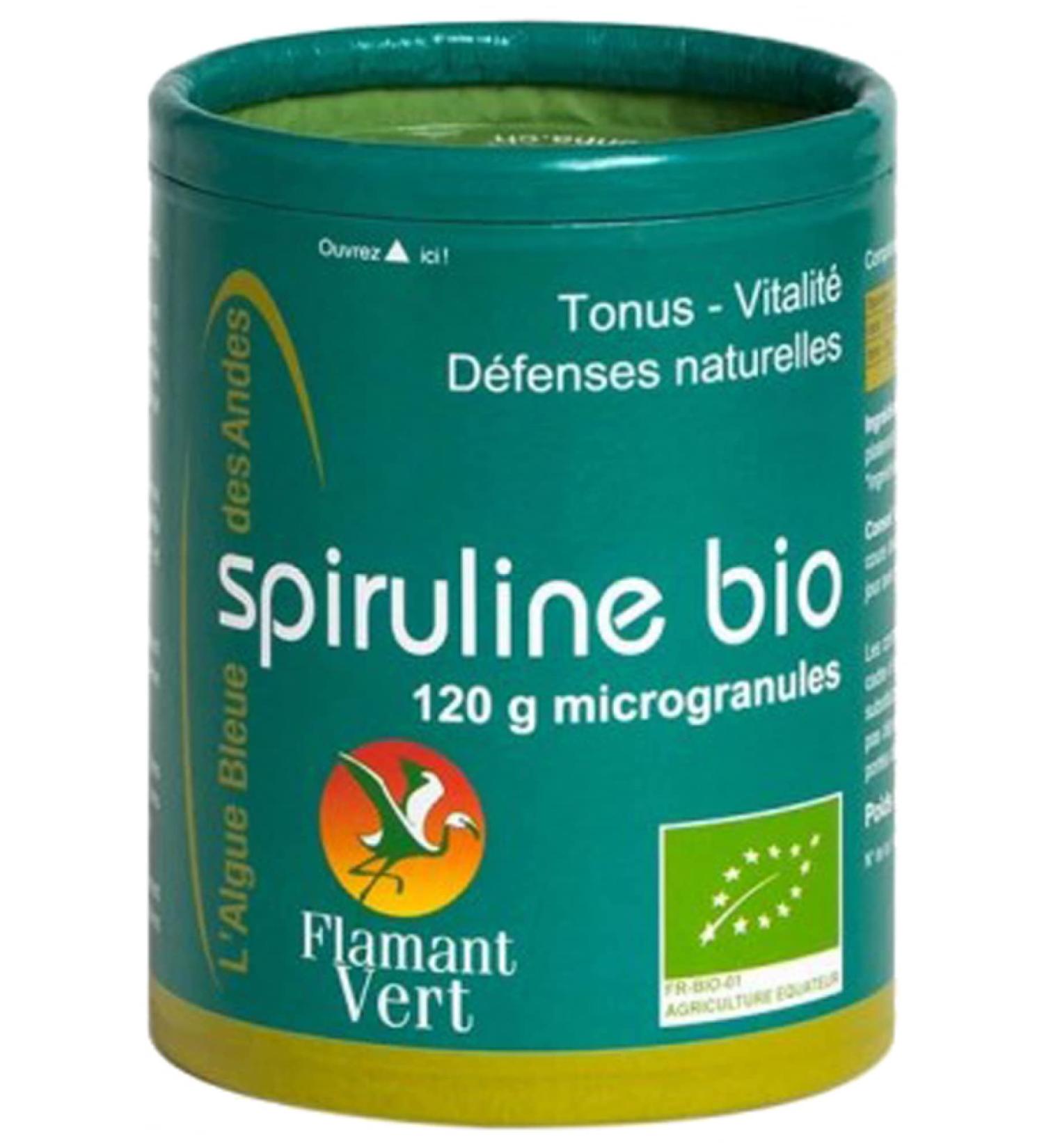 Flamant Vert Spiruline Algue Bleue des Andes 120 g Microgranules