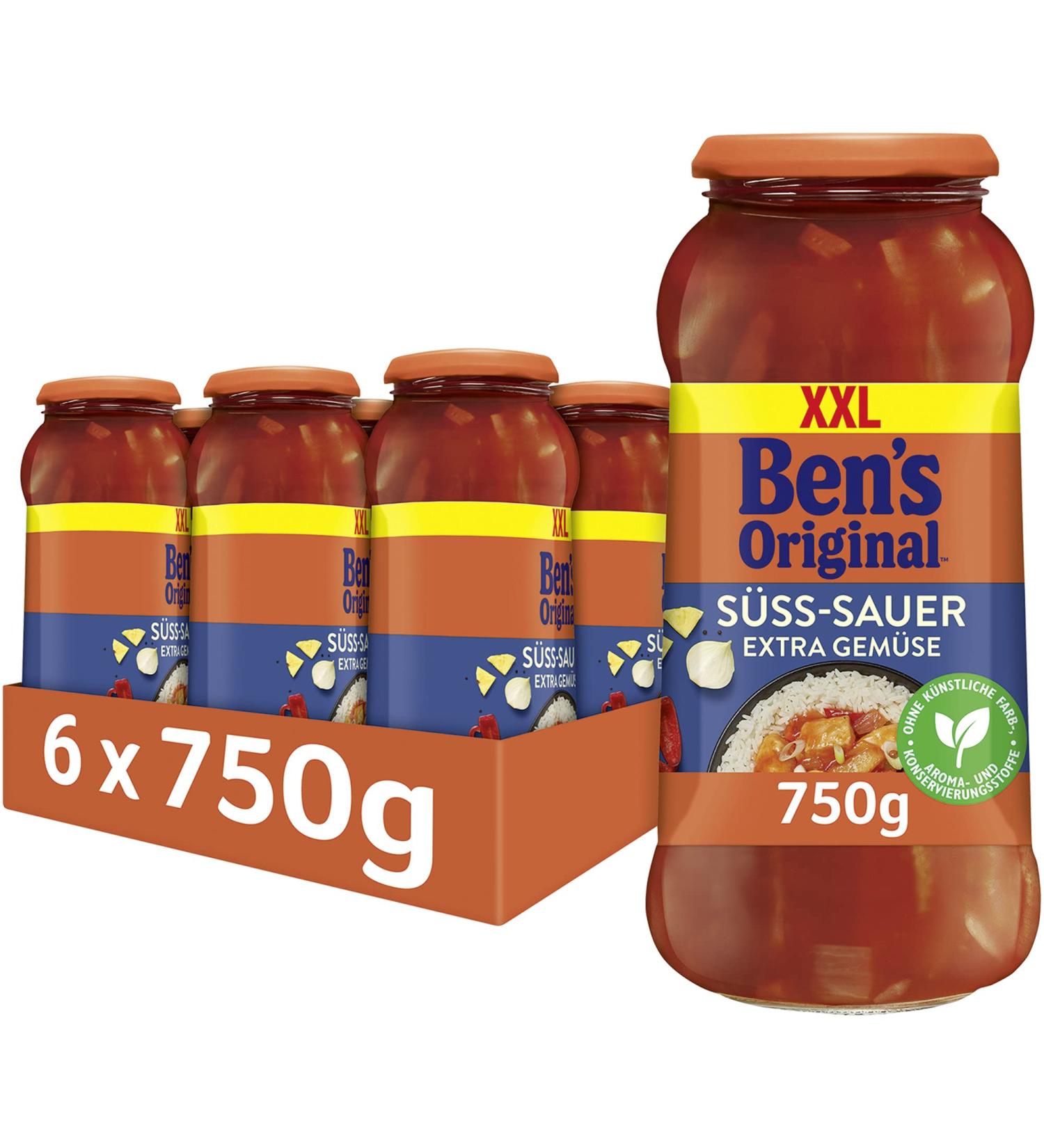 Bens Original Sweet and Sour Sauce with Extra Vegetables - 6 Jars (750g each) | International Shipping Available - Buy Online on GoSupps.com