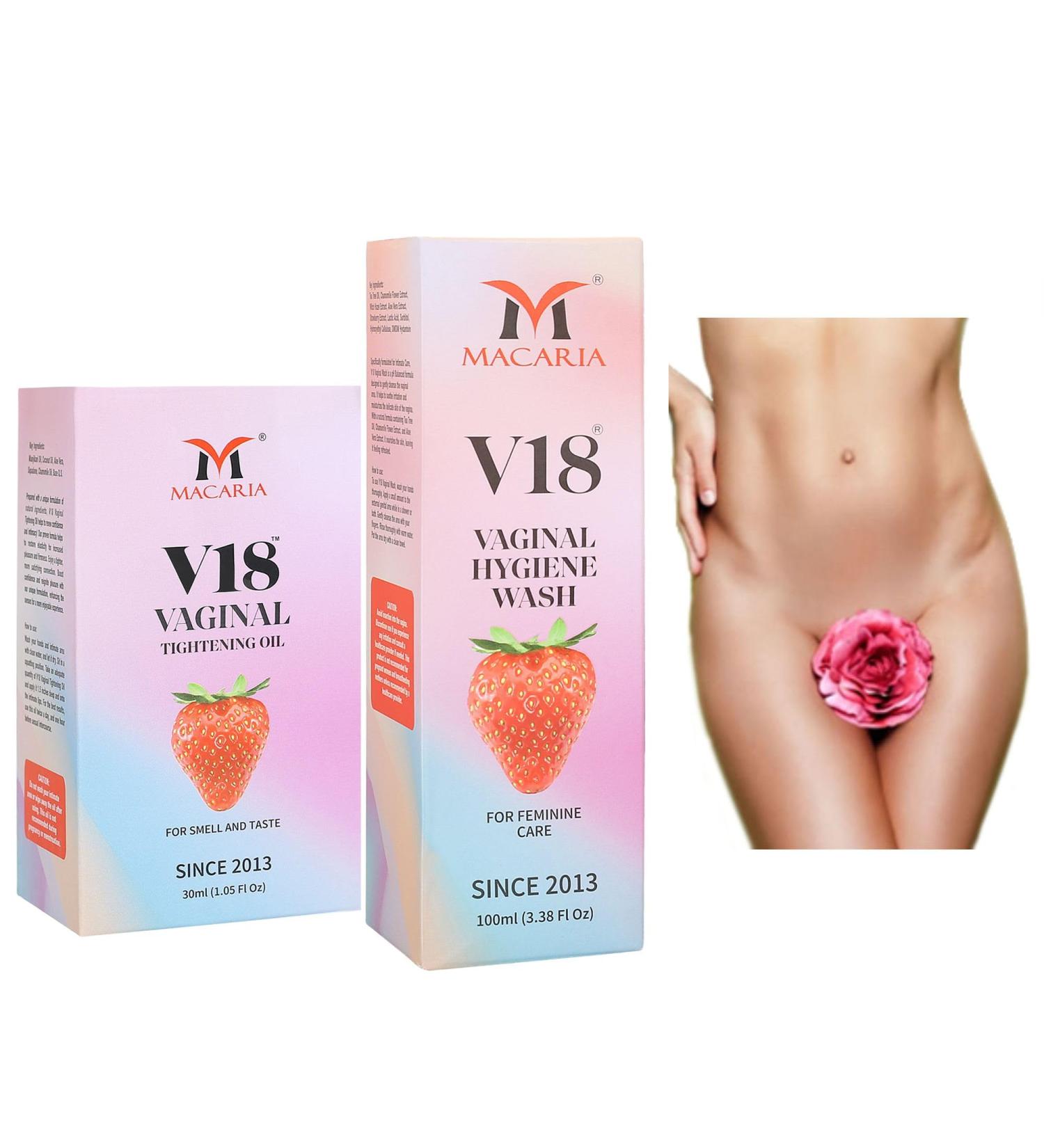 Buy MACARIA V18 Yoni Tightening Oil & Vaginal Wash Enhance Intimacy | International Shipping Available - Buy Online on GoSupps.com