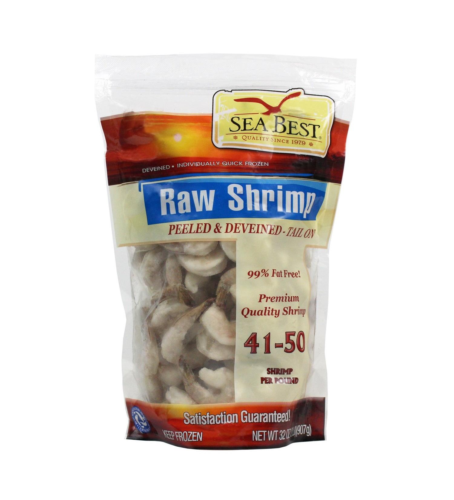 Sea Best 41/50 Count Peeled and Deveined Tail On Shrimp - 2 Pound Pack | Fresh Seafood Delivery - Buy Online on GoSupps.com