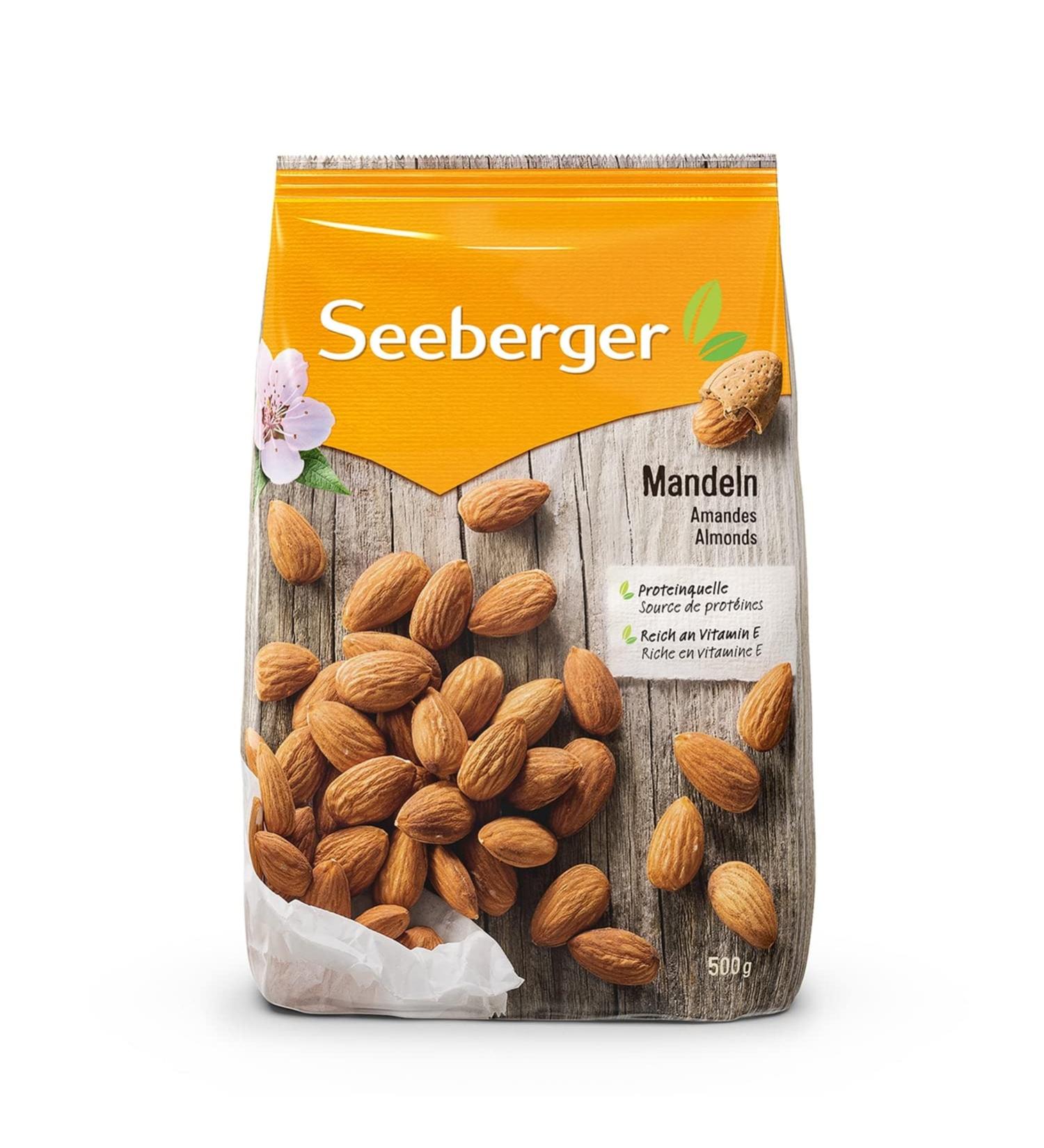 Seeberger almonds 7 Pack: Large crisp almond kernels with a delicate -sweet aroma - rich in vitamins & pure in taste - natural vegan (7 x 500 g) 500 g (7 Pack)