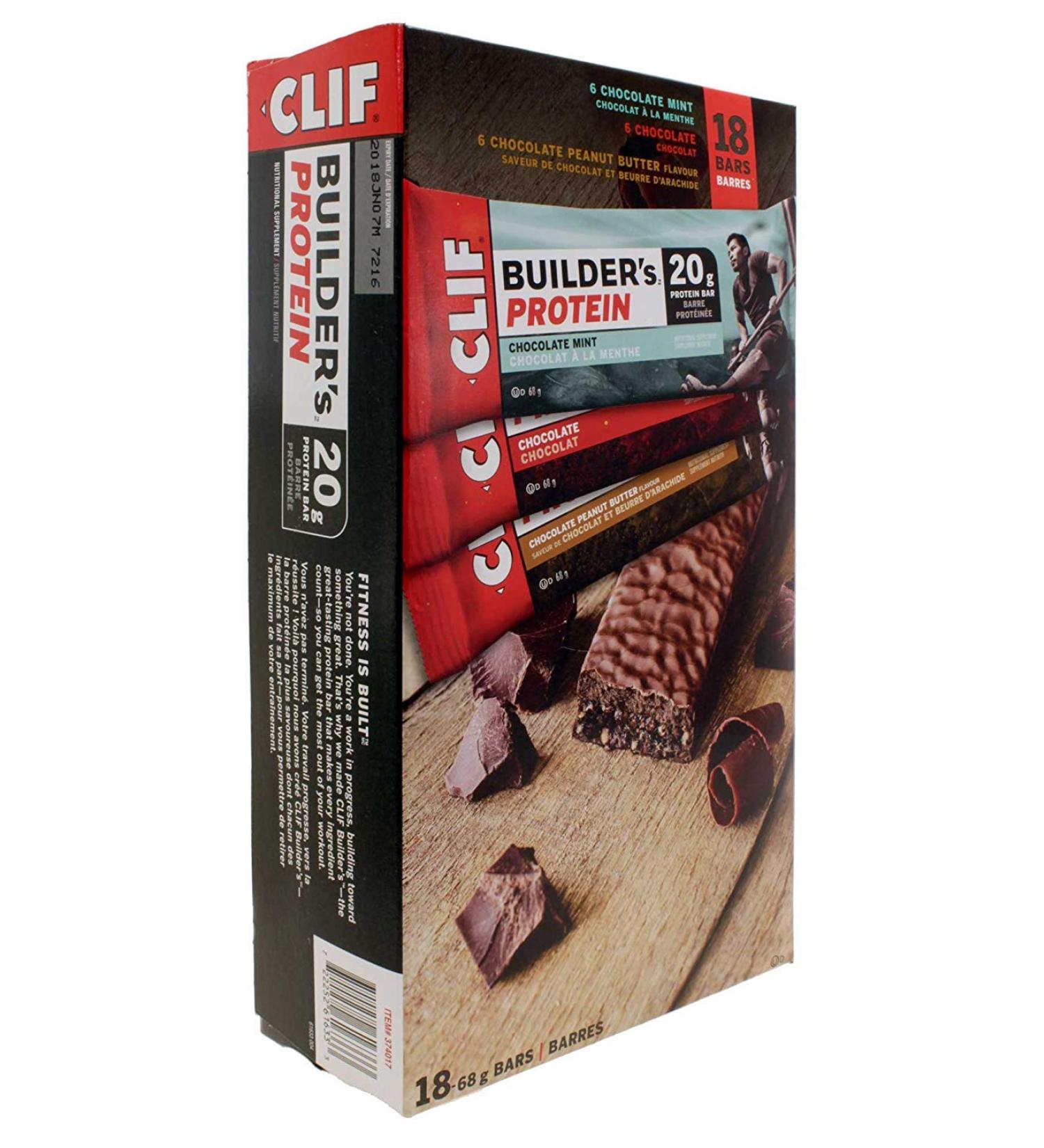 Clif Builder's Protein 18 Bar Variety Pack (18x68g) / 18 barres de prot in e dans un paquet de vari t (18x68g) - Buy Online on GoSupps.com