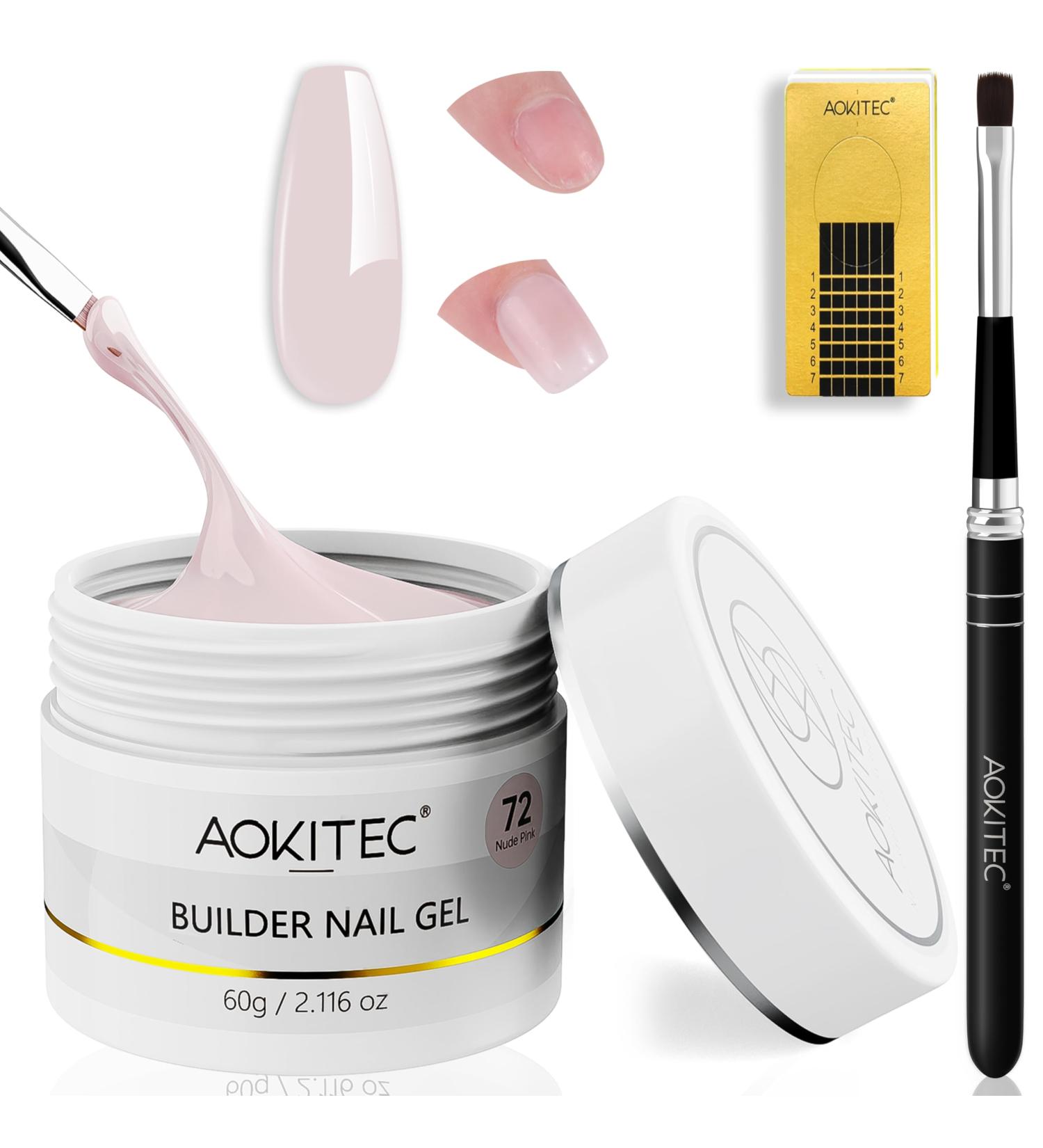  Aokitec Aokitec Nail Builder Gel:60g Nude Pink Hard Gel with Pen Shapes for Thickening and Prolonging Nails UV Amplifier - Buy Online on GoSupps.com