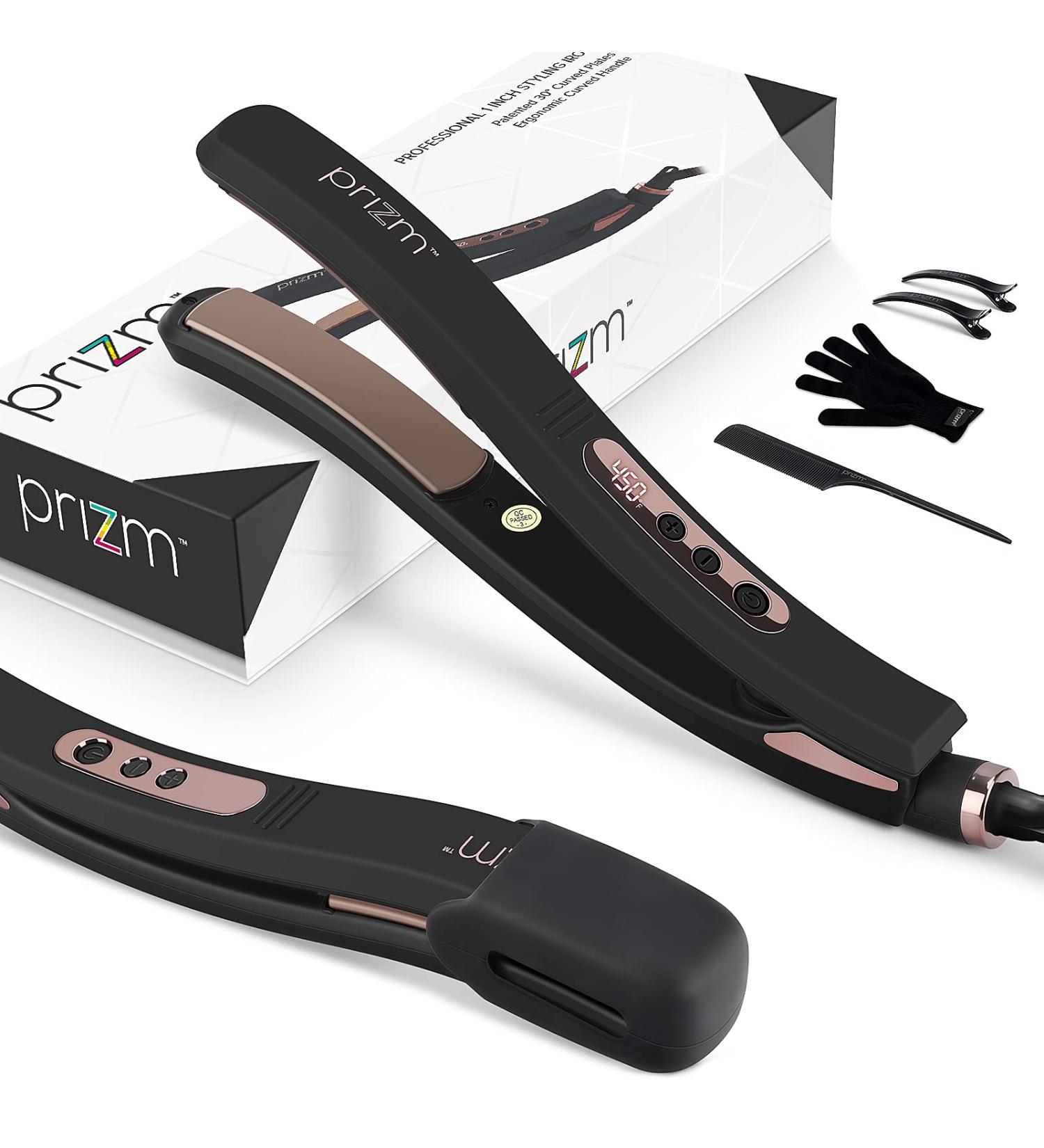 Prizm Patented 30 Curved Hair Iron - 1 Professional 2-in-1 Flat Iron & Curler for Perfect Styling - Buy Online on GoSupps.com