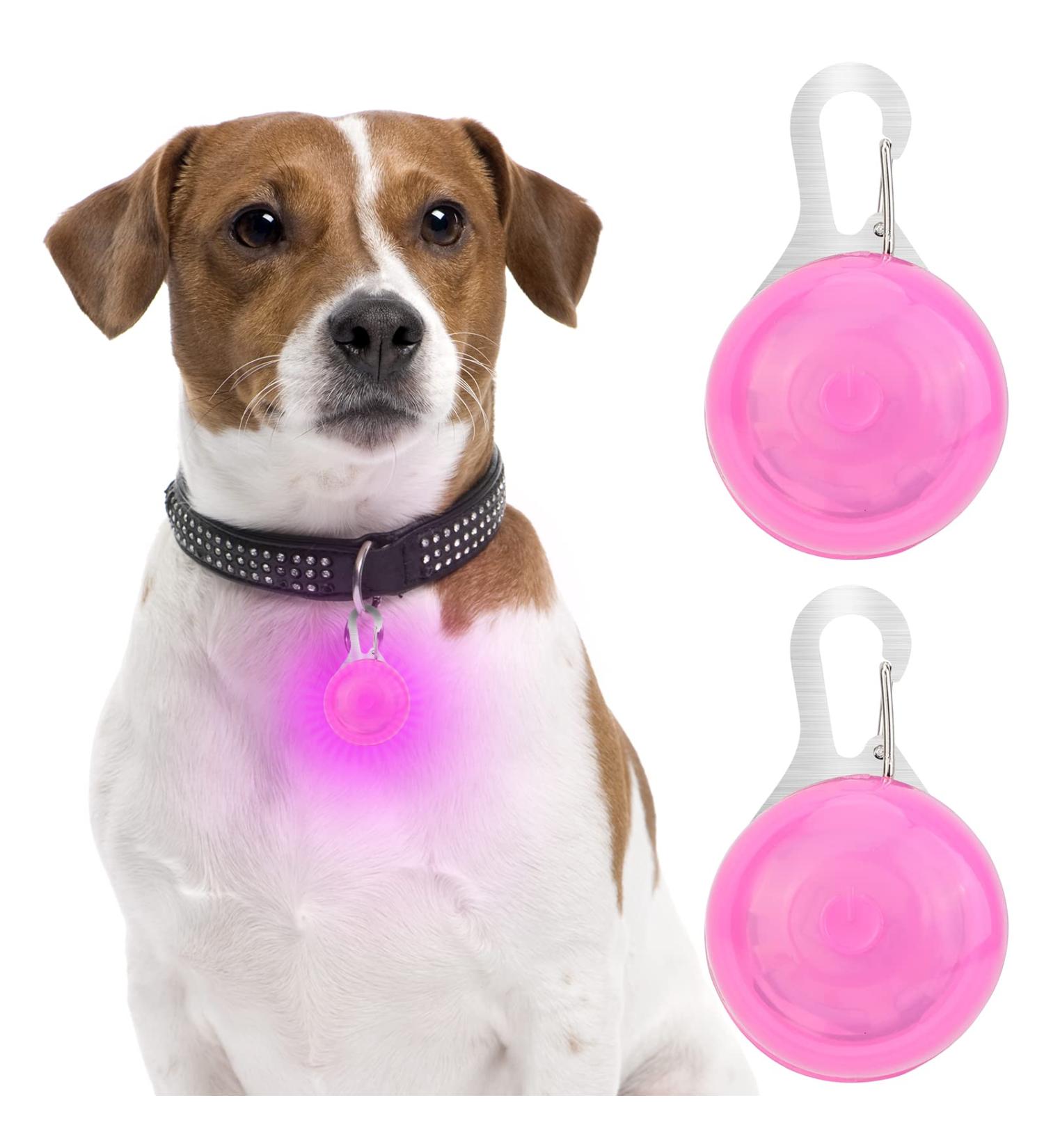 2 Clip On Light Up Dog Collar with Carabiner Dog Collar Waterproof Dog Pet Lights Safety Night Walking Running Lights Glowing Dog Collar with 3 Modes Flashing for Small Medium Large Dog Pink - Buy Online on GoSupps.com