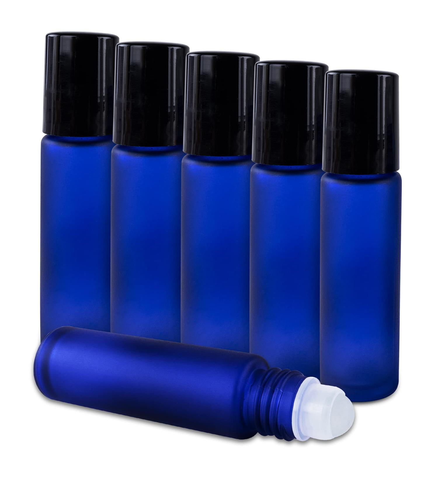 Cobalt Blue Glass Roll On 10ml Bottles (6 Pack) for Homemade Lip Care, Aromatherapy, and Perfumes - Buy Online on GoSupps.com