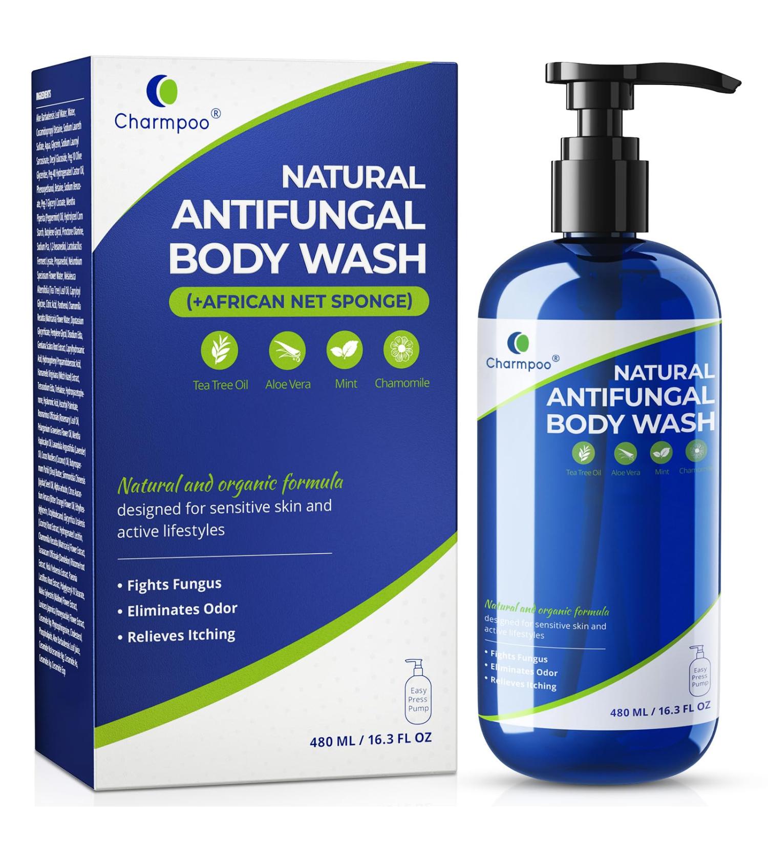 CHARMPOO Natural Antifungal Body Wash: Tea Tree & Aloe Vera Formula for Itchy Sweaty Skin Fights Athlete s Foot Jock Itch Ringworm Sensitive Skin Safe (16.3 FL OZ) - Buy Online on GoSupps.com
