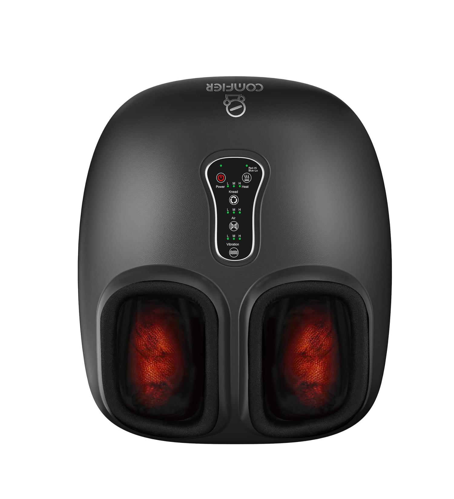 Comfier Foot Massage Device with Heat & Vibration - Shiatsu Massager for Plantar Fasciitis Relief | Up to Shoe Size 47 | Perfect Gift in Black - Buy Online on GoSupps.com