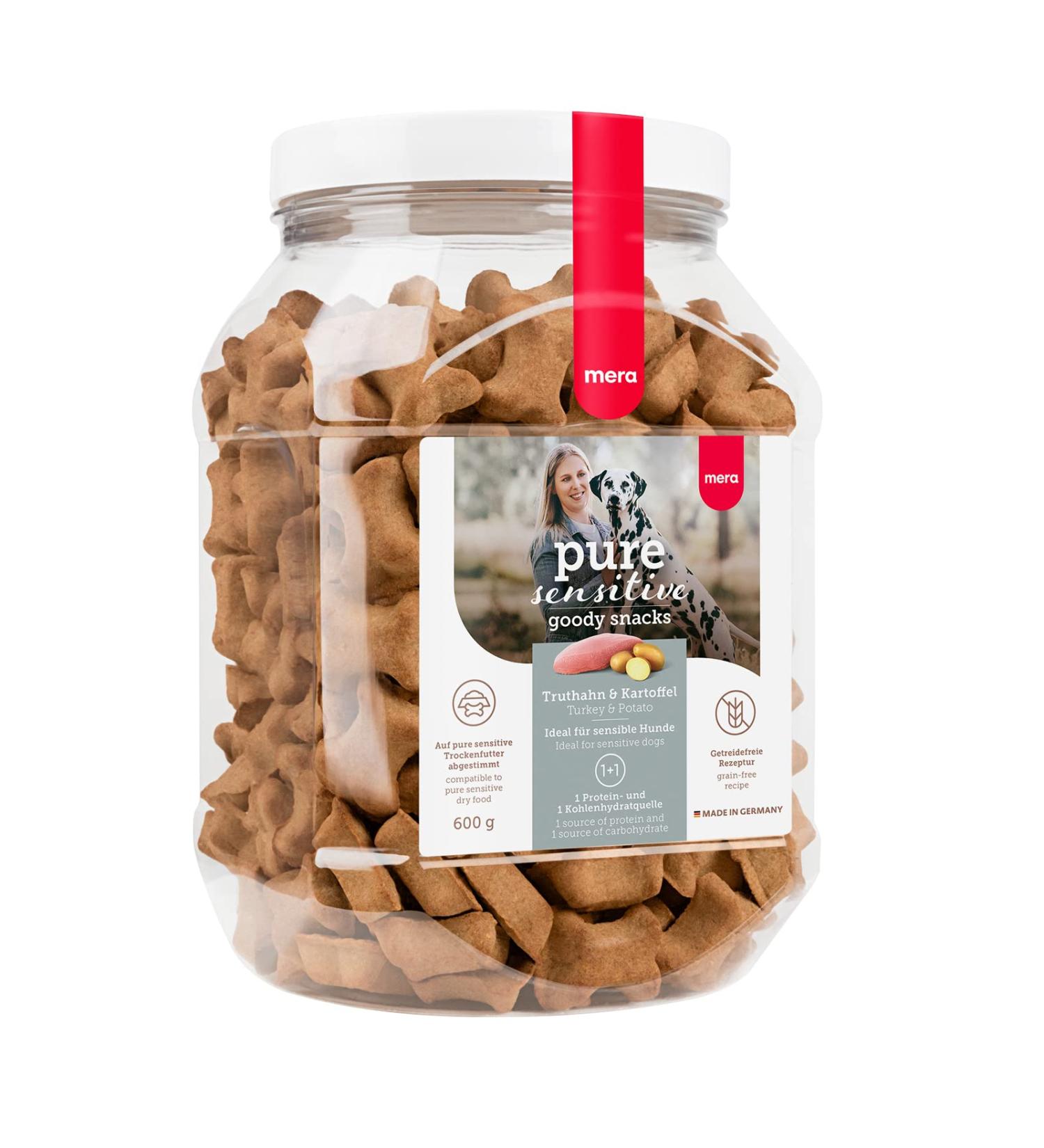 Mera Pure Sensitive Goody Snack Turkey & Potato 600g - Healthy Gluten-Free Treats for Sensitive Dogs | Ideal for Training & Rewards - Buy Online on GoSupps.com