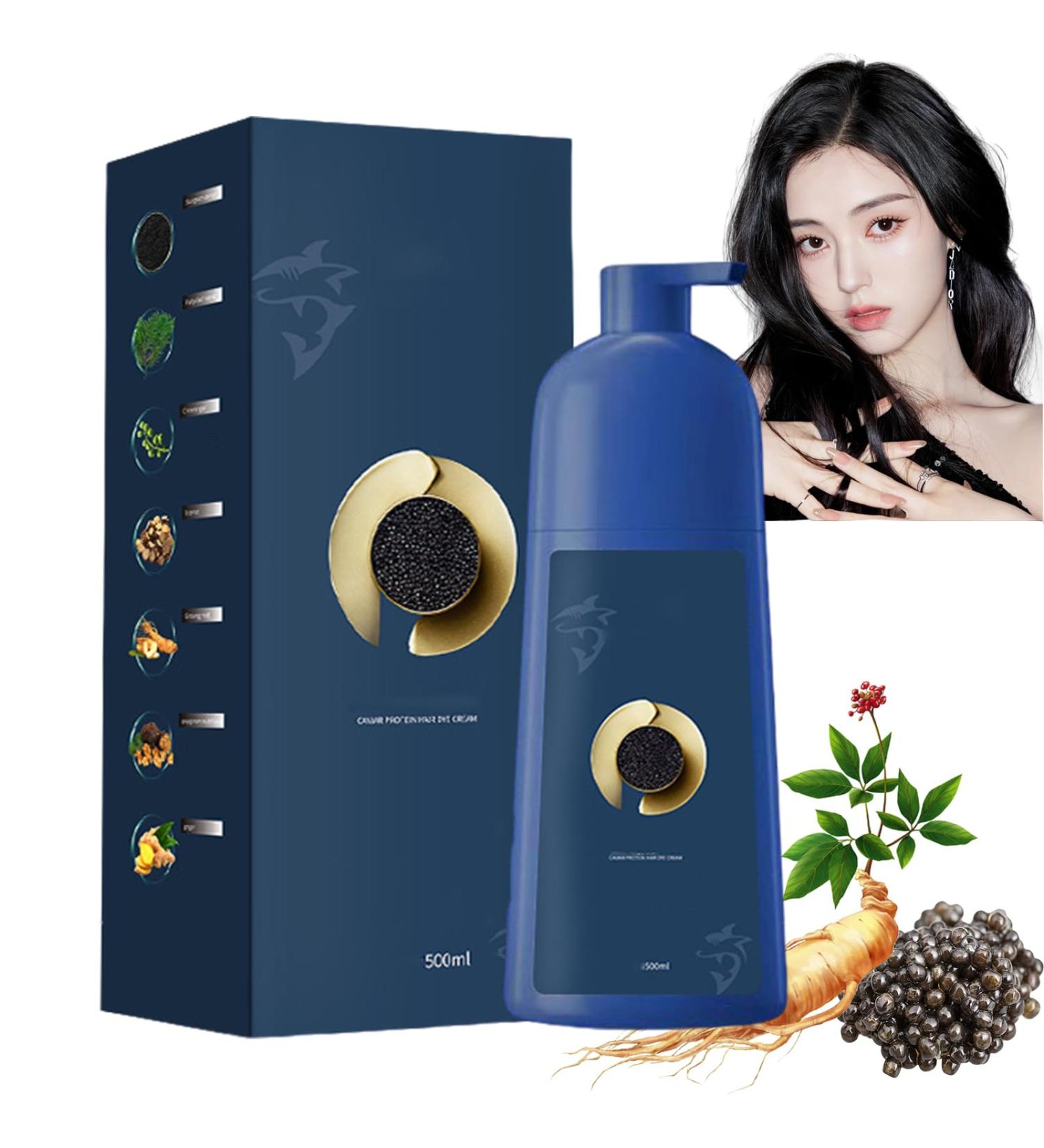 Zhihuashi Plant-Based Hair Coloring Cream | Caviar Hair Color for Gray Coverage | Qiweitang Bubble Hair Dye Shampoo | Natural Black Dye for Soft Vibrant Hair - Buy Online on GoSupps.com