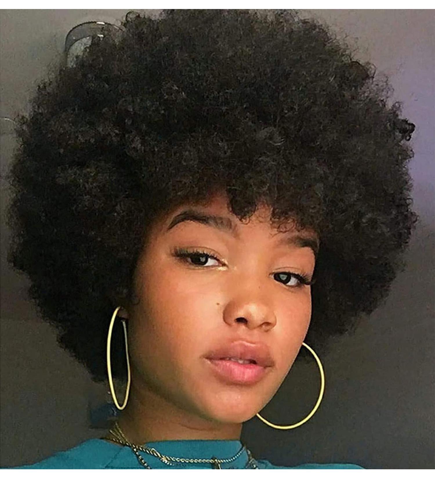Fannace Afro Curly Wig for Women | Soft Natural Looking High Temperature Fiber Synthetic Afro Puff Wig - Perfect for Daily & Party Use | 1B Black - Buy Online on GoSupps.com