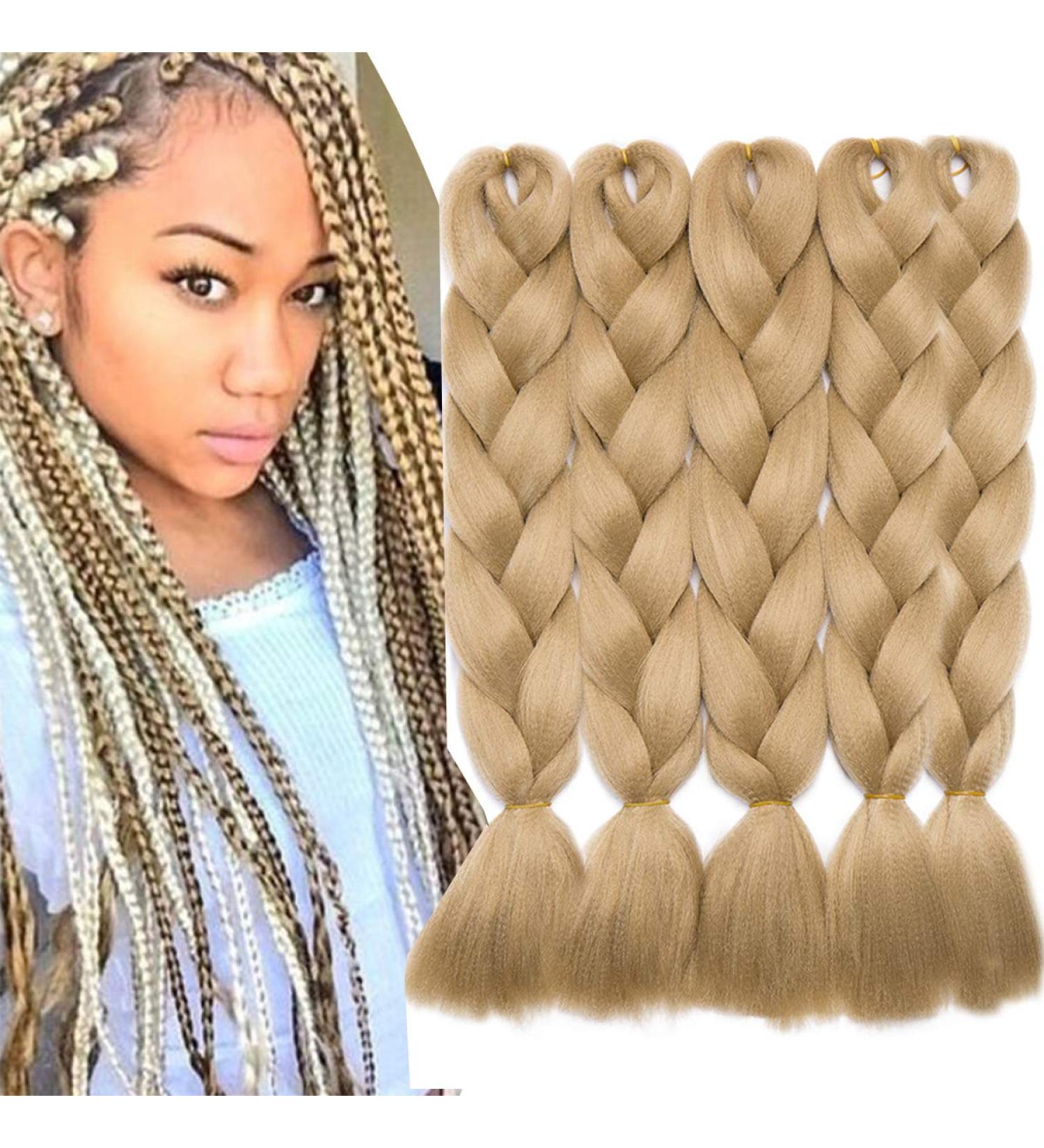 5 Packs Medium Blonde Braids Extensions - Colorful Kanekalon Crochet Hair - 24 Synthetic Hair - 500g for eCommerce International Shipping - Buy Online on GoSupps.com