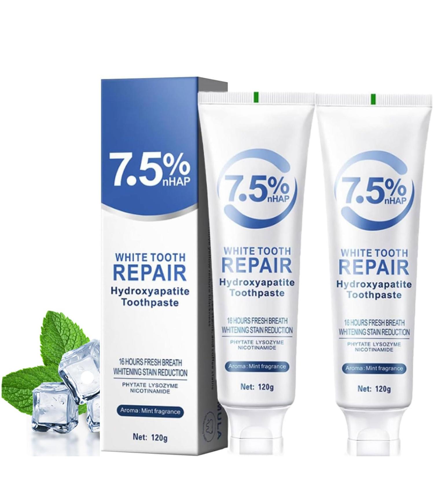 2 Pack Fluoride Free Nano Hydroxyapatite Toothpastes for Teeth Whitening Remineralizing Deep Cleansing Enamel-Safe Anti-Plaque Teeth Restoration 4.23oz 4.2 Ounce (Pack of 2) - Buy Online on GoSupps.com