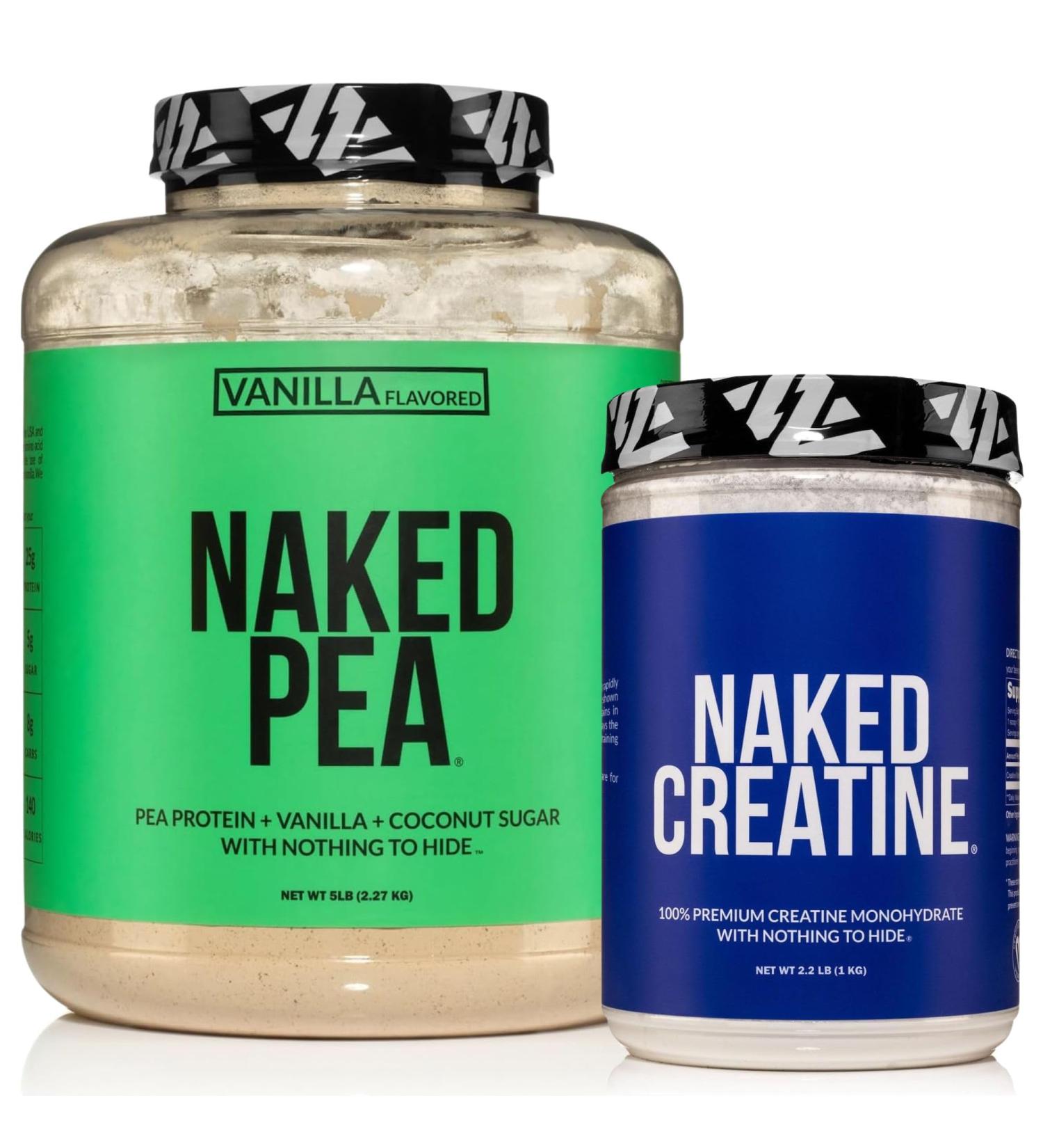 NAKED Vanilla Pea Protein Isolate 5LB Bulk + Pure Micronized Creatine Monohydrate 1 000g (200 Servings) Plant-Based Vegan Non-GMO Gluten Free Soy Free - Buy Online on GoSupps.com