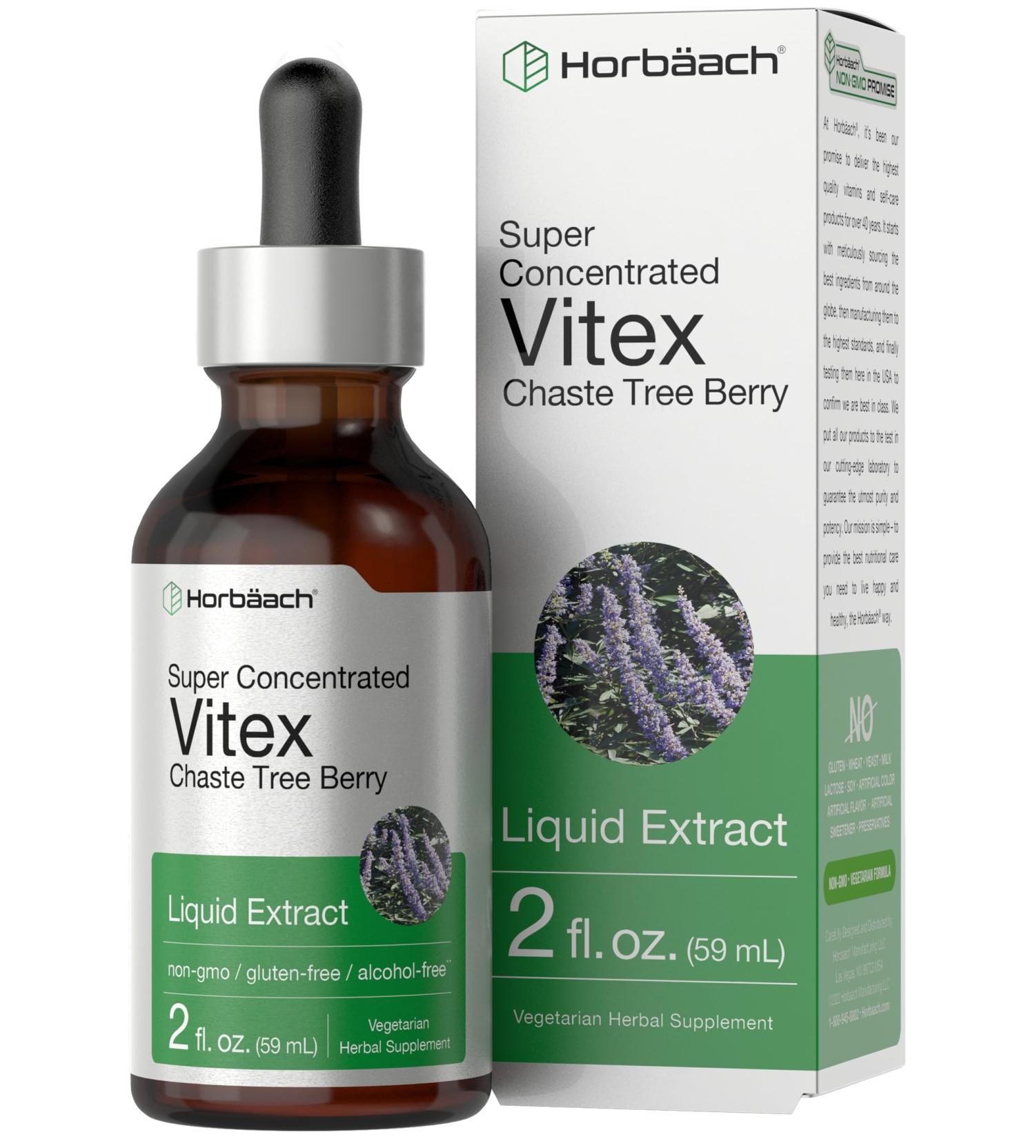 Horb ach Vitex Berry Chasteberry Extract | 2 fl oz | Super Concentrated | Alcohol Free Chaste Tree Berry Supplement | Vegetarian Non-GMO Gluten Free - Buy Online on GoSupps.com