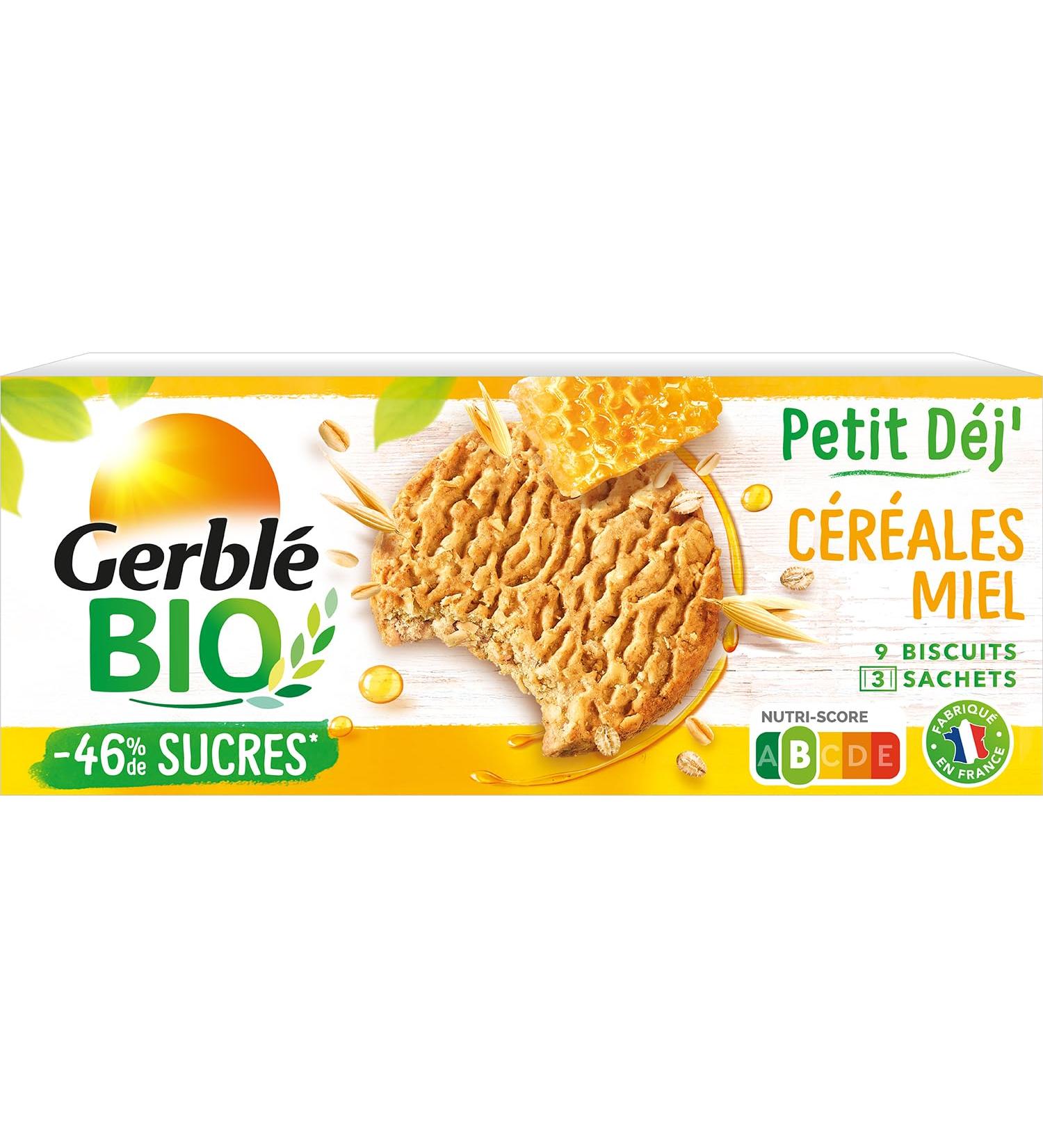 Gerbl BIO - Spelt Breakfast Biscuits - Cereals and Honey - Reduced in Sugars - Low in Saturated Fatty Acids - High in Fiber - 1 Box 132 g (3 Sachets of 3 Biscuits) - Buy Online on GoSupps.com