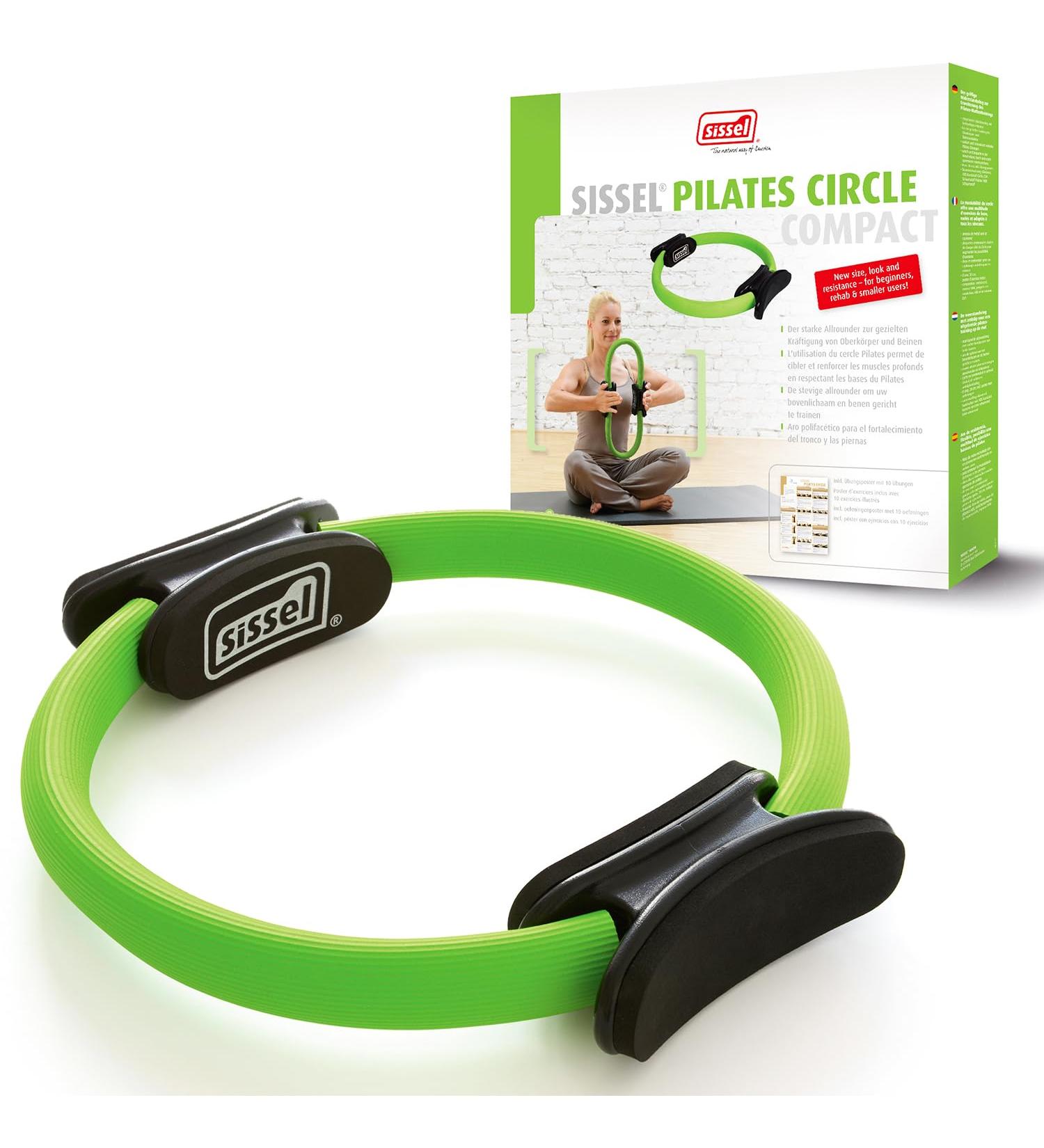 Sissel Pilates Circle Compact - 27cm Glass Fiber Ring with Foam Cushions - Anti-Slip Rubber - Strength & Coordination Training - Exercise Poster Included - Lime Color - Buy Online on GoSupps.com