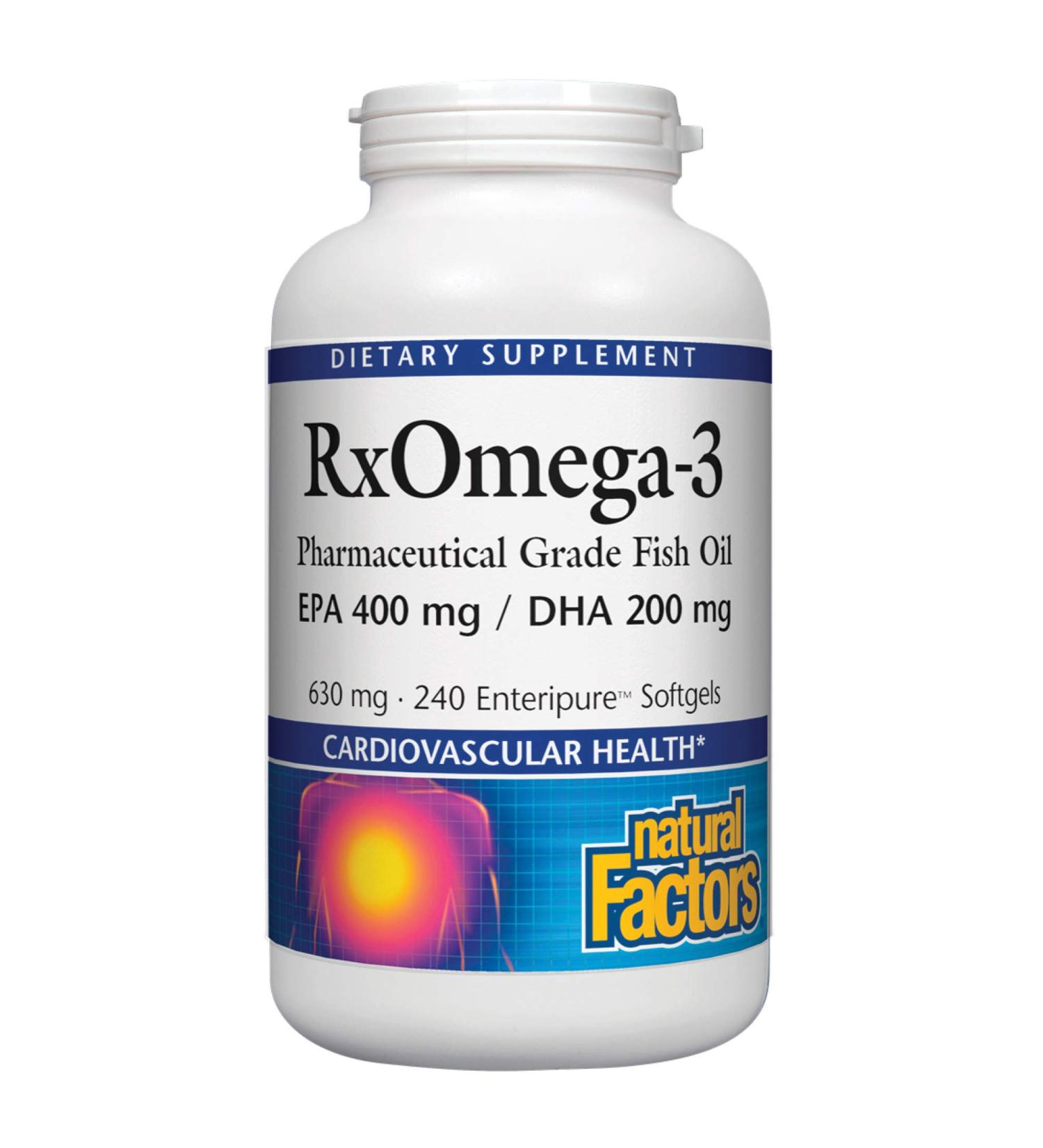 Buy Natural Factors Rx Omega-3 400 mg EPA & 200 mg DHA | 240 Softgels for Heart & Brain Health - Buy Online on GoSupps.com