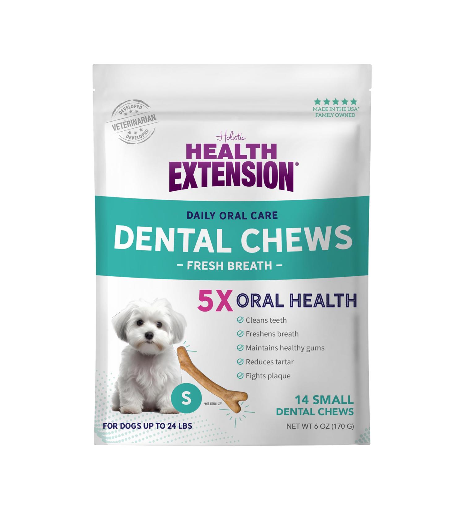 Health Extension Fresh Breath Dental Bones for Dogs - 14 Small Bones for Dental Health & Puppy Training  - Buy Online on GoSupps.com