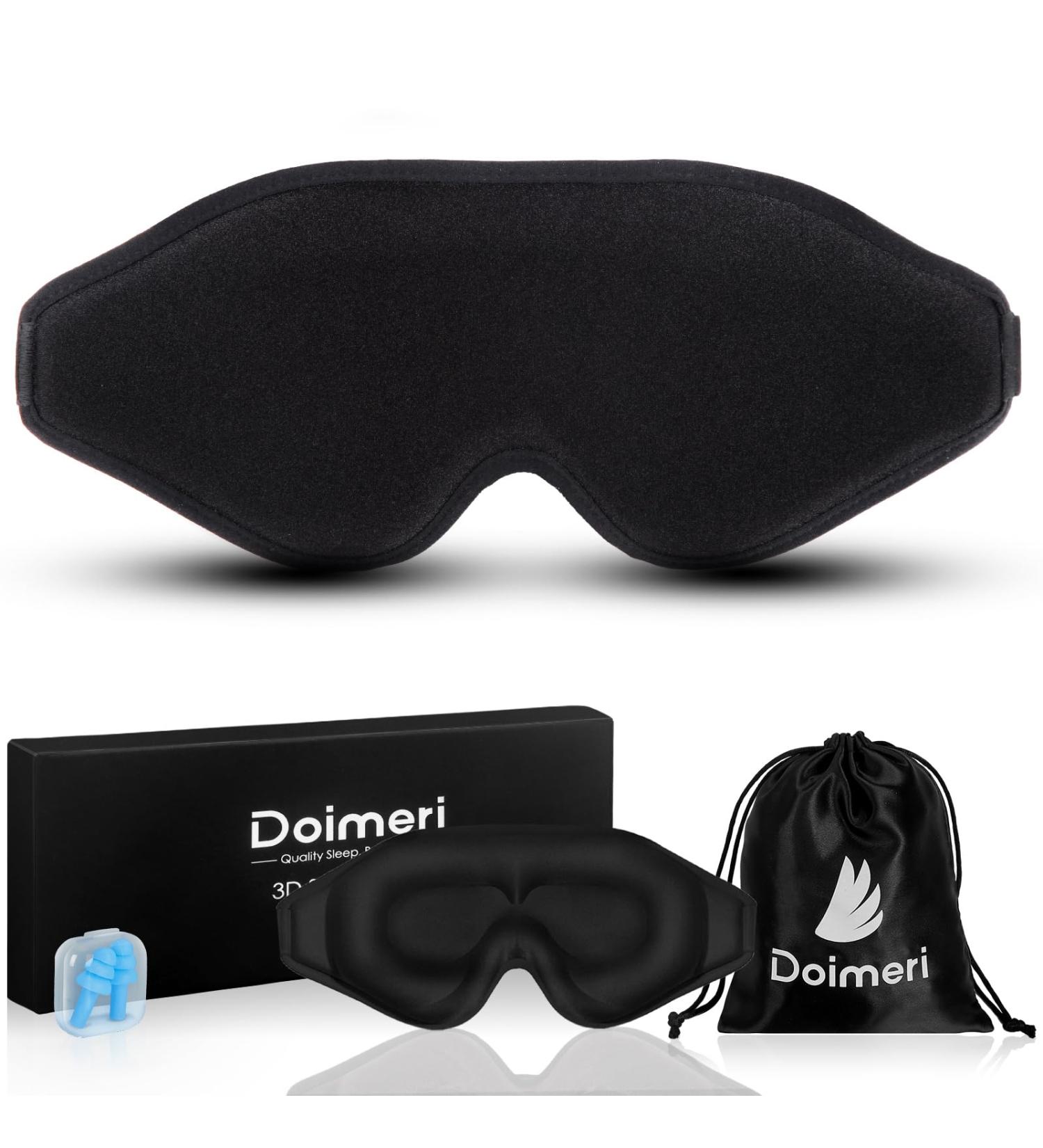 Doimeri Sleep Mask for Women & Men - Comfortable Light Blocking Eye Mask with Adjustable Strap for Travel Night Shift & Naps - Black - Buy Online on GoSupps.com