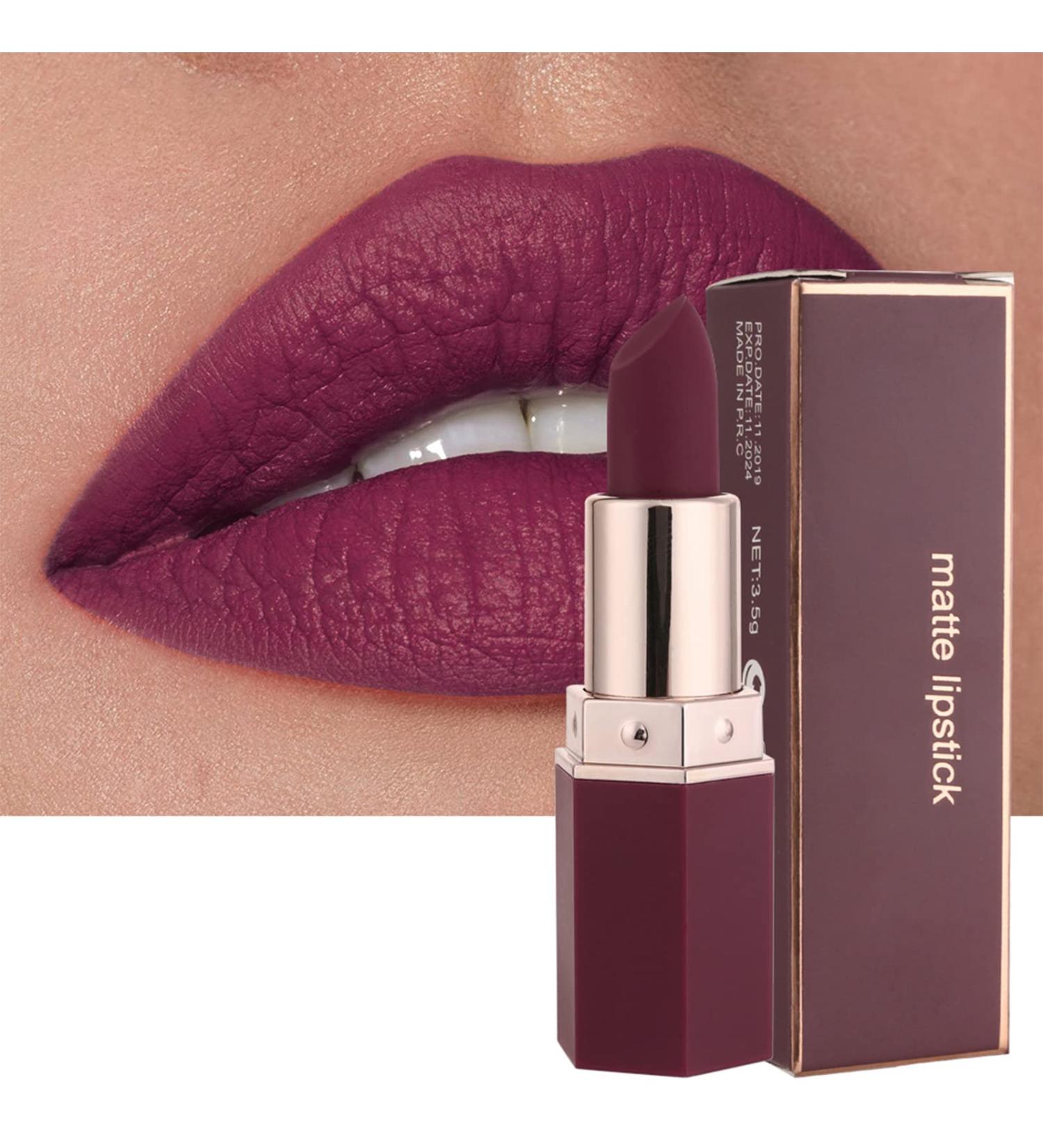 Long Lasting Matte Lipstick for Women - Waterproof & Hydrating Red Lipstick (06 Plum) - Buy Online on GoSupps.com