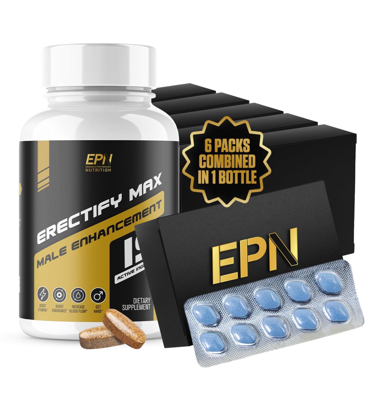 ERECTIFY MAX Pills for Men Fast Acting Erection Support | New Ultra Dosed Male Enhancement to Maximize Blood Flow Thickness & Boost Libido | Horny Goat Weed + 18 Ingredients - 60 Tablets 60 Count (Pack of 1) - Buy Online on GoSupps.com