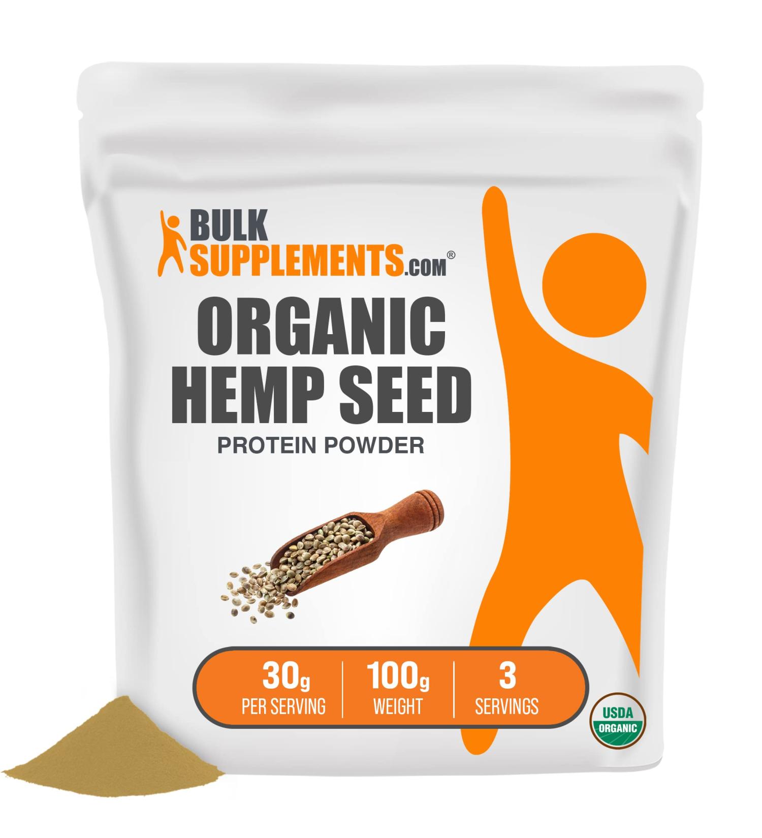 Hemp Seed Powder - Vegan Superfood Protein (100g) - Unsweetened & Nutritious - BulkSupplements.com - Buy Online on GoSupps.com
