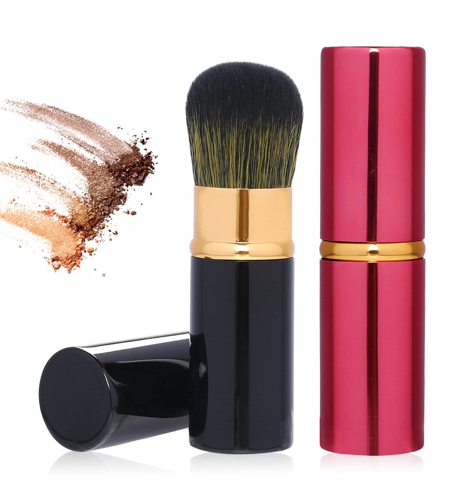 2-Piece Retractable Kabuki Brush Set - Portable Makeup Brushes for Blush Foundation & Contour | Travel-Ready with Covers - Buy Online on GoSupps.com